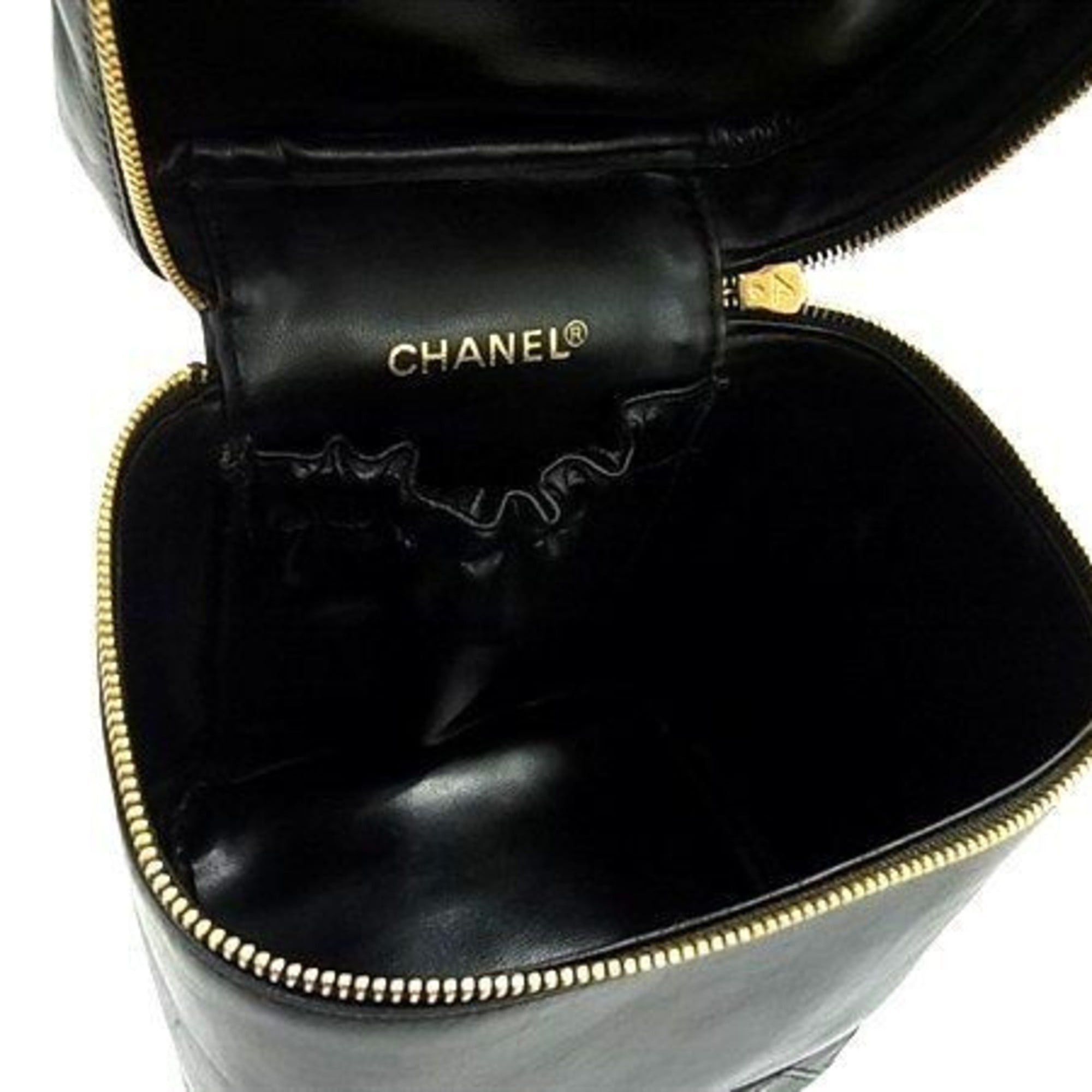 Chanel Chanel Handbag Vanity Bicolore A01619 Black Lambskin Women's Coco Mark Matelassé Size ONE SIZE - 5 Thumbnail