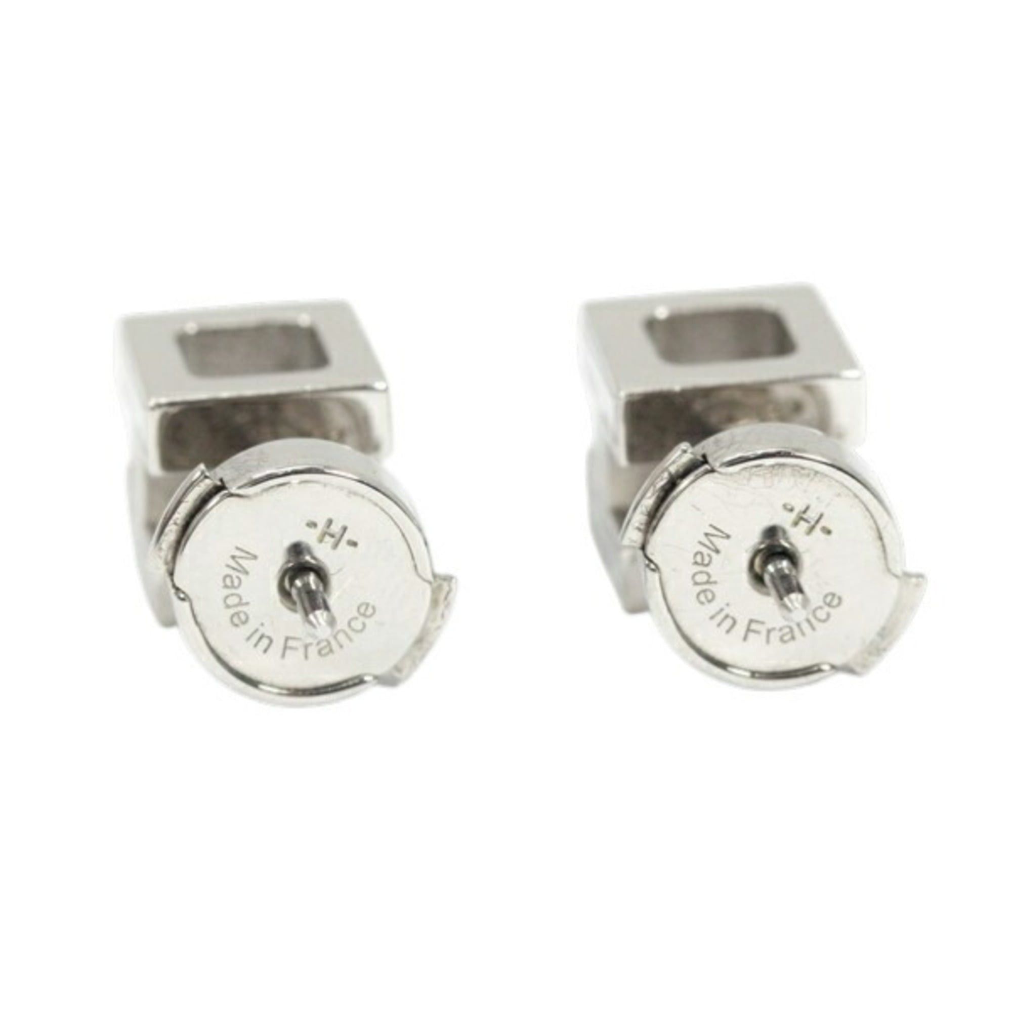 Hermes Hermes H Cube Mini Earrings, Pink Silver Lacquer, HERMES, Women's, KM2847 Size ONE SIZE - 6 Thumbnail