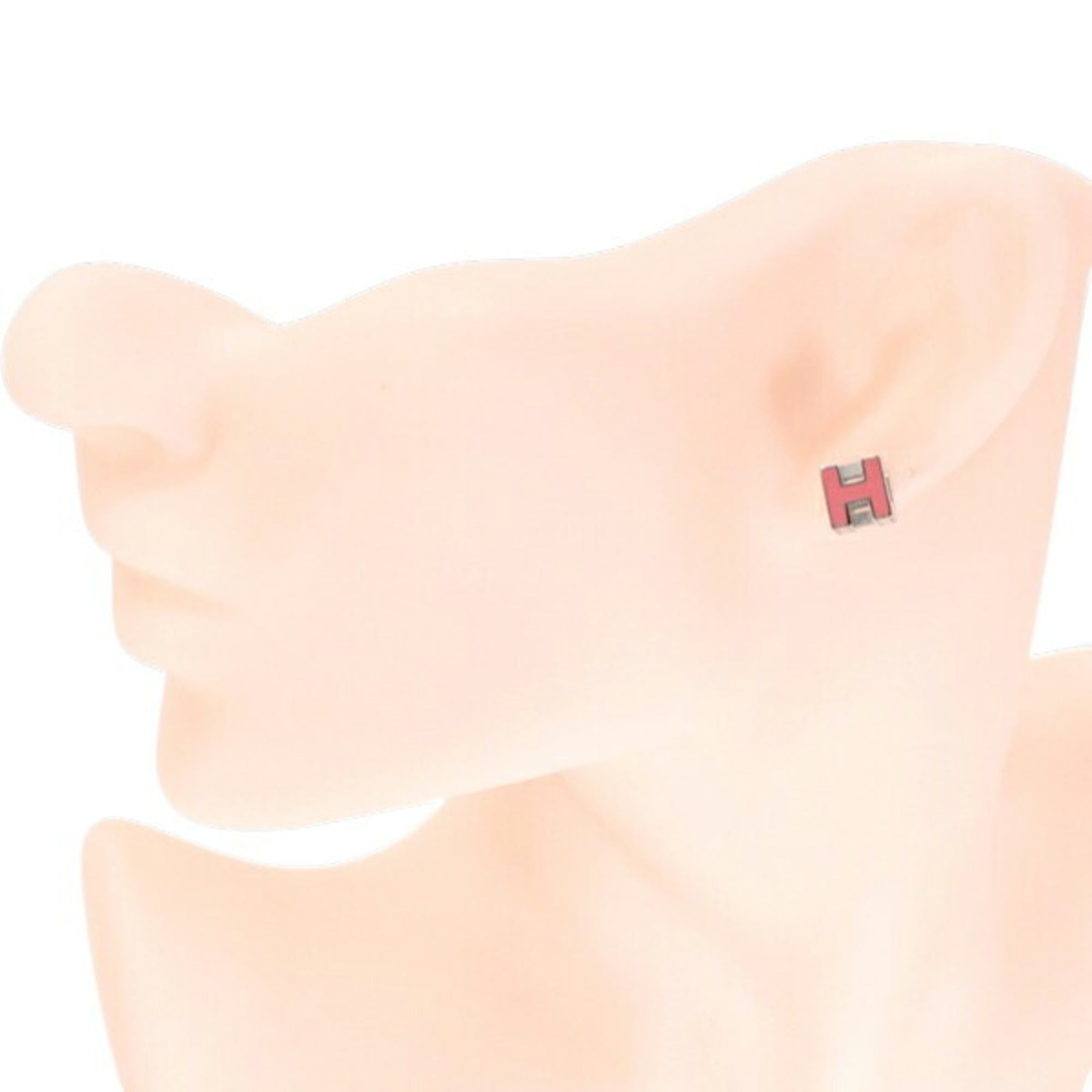 Hermes Hermes H Cube Mini Earrings, Pink Silver Lacquer, HERMES, Women's, KM2847 Size ONE SIZE - 8 Thumbnail