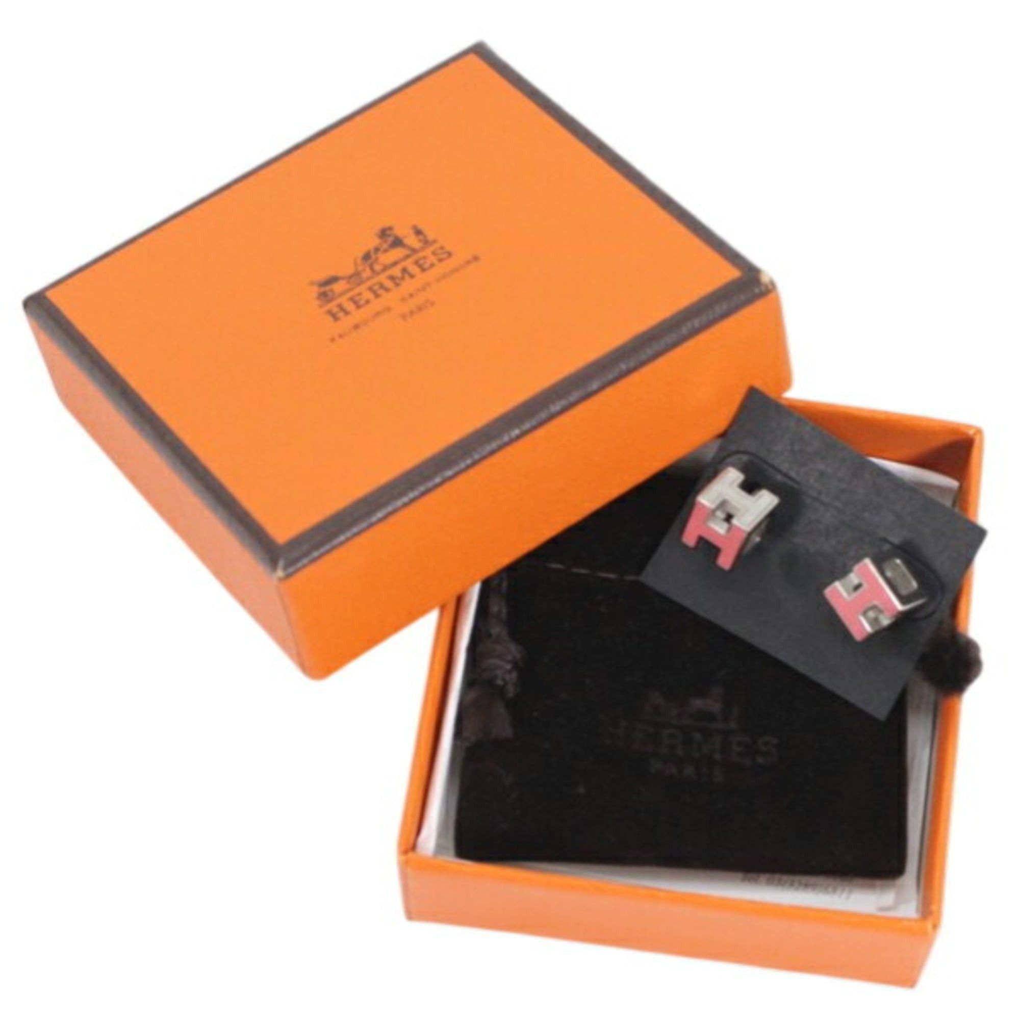 Hermes Hermes H Cube Mini Earrings, Pink Silver Lacquer, HERMES, Women's, KM2847 Size ONE SIZE - 9 Thumbnail