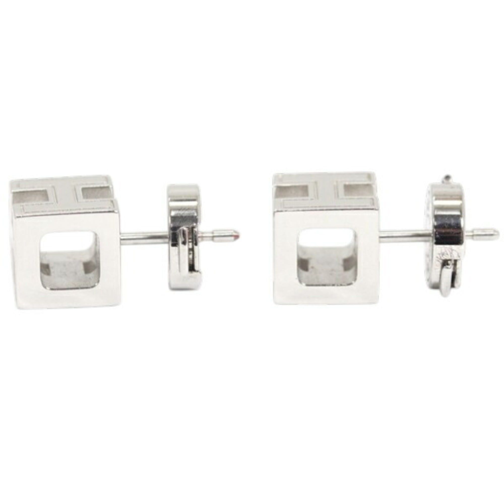 Hermes Hermes H Cube Mini Earrings, Pink Silver Lacquer, HERMES, Women's, KM2847 Size ONE SIZE - 2 Thumbnail