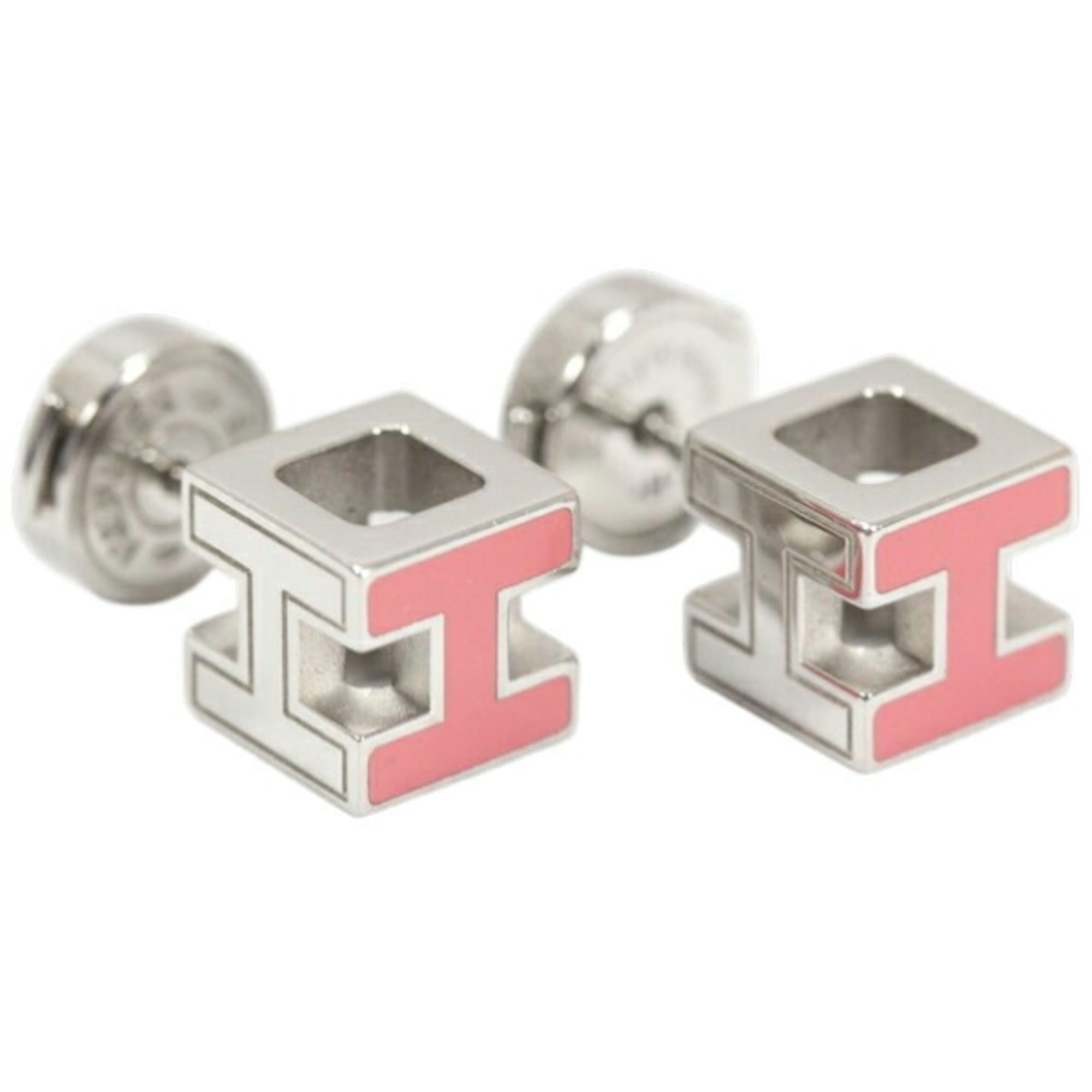 Hermes Hermes H Cube Mini Earrings, Pink Silver Lacquer, HERMES, Women's, KM2847 Size ONE SIZE - 4 Thumbnail