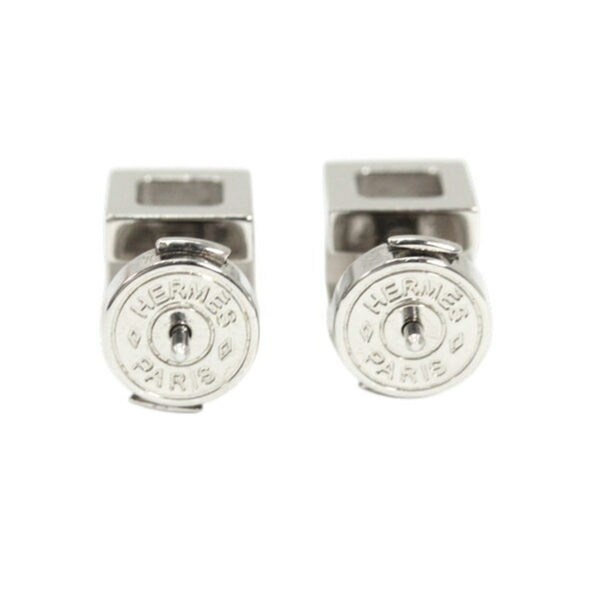 Hermes Hermes H Cube Mini Earrings, Pink Silver Lacquer, HERMES, Women's, KM2847 Size ONE SIZE - 7 Thumbnail