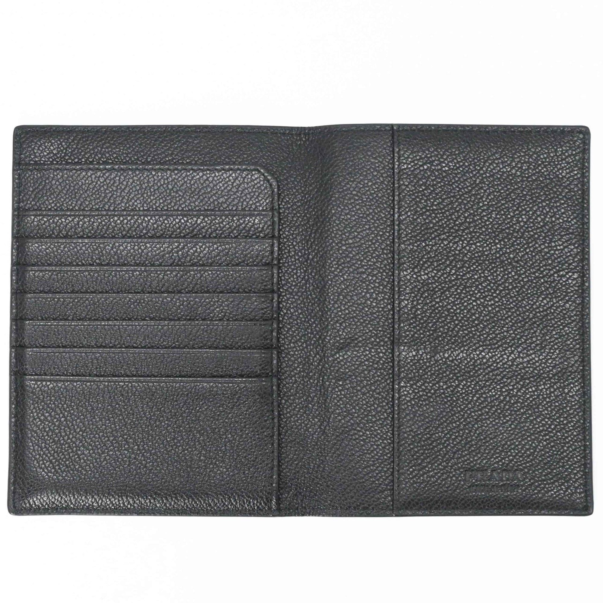 Prada Prada Passport Case Card Saffiano Triangle Leather Black Size ONE SIZE - 5 Thumbnail