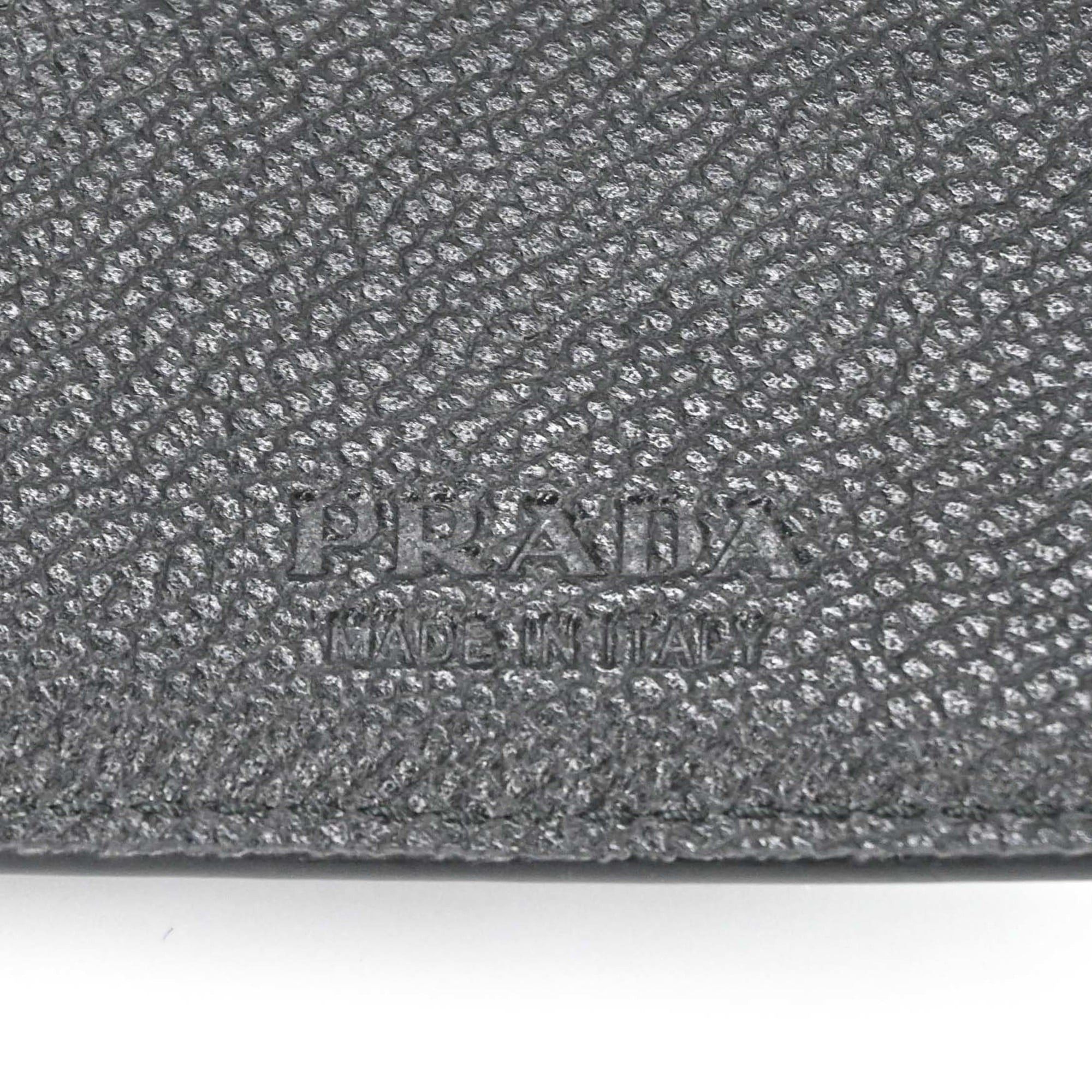 Prada Prada Passport Case Card Saffiano Triangle Leather Black Size ONE SIZE - 6 Thumbnail
