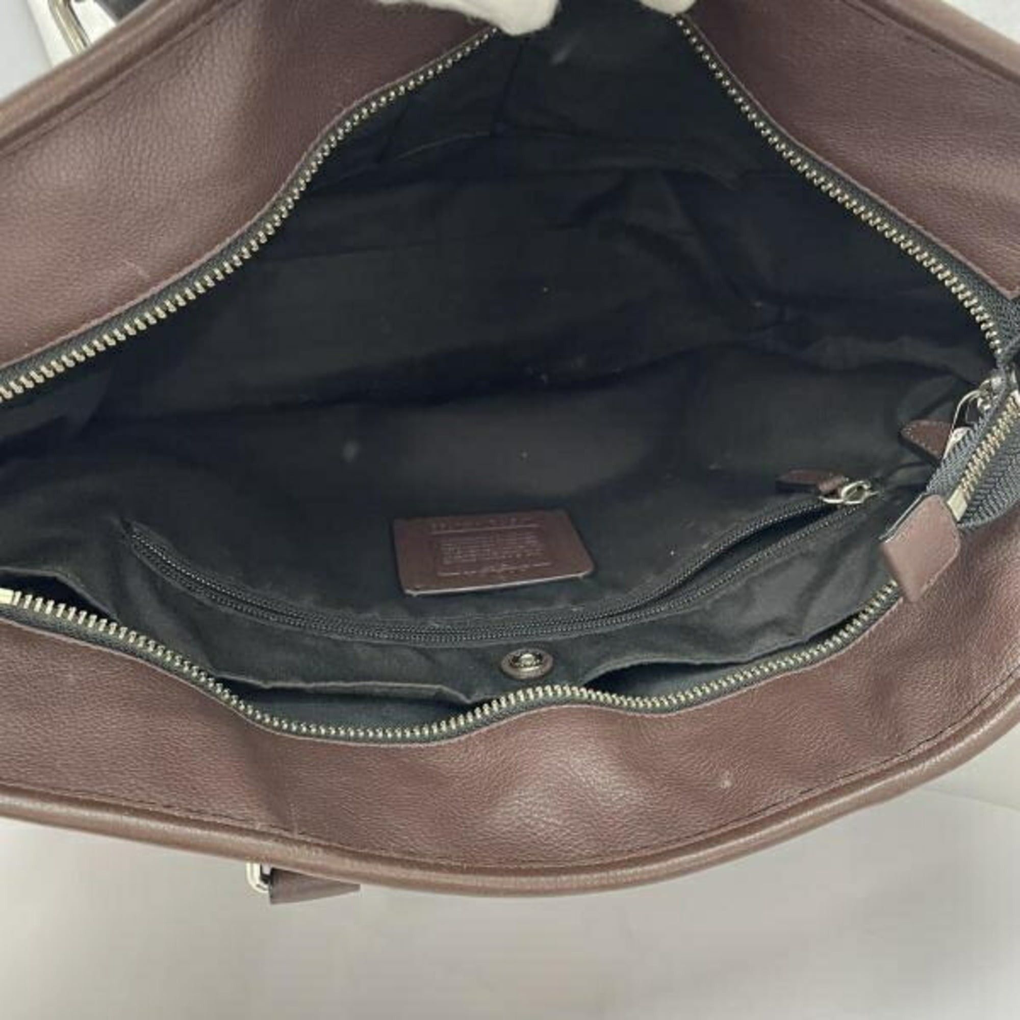 Coach COACH Leather Tote Bag (Black/Brown) Size ONE SIZE - 3 Thumbnail