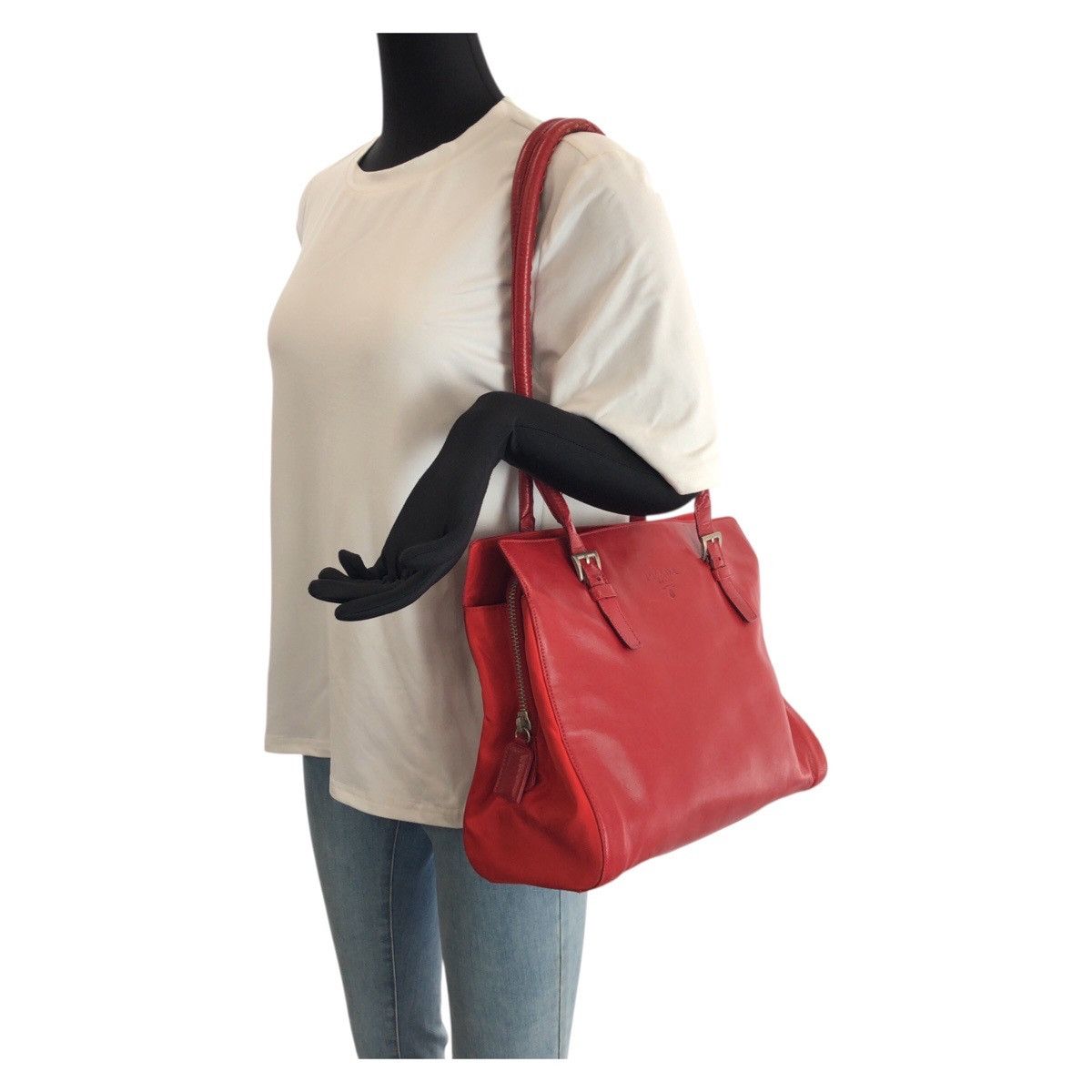 Prada Prada Prada Tessuto Leather Nylon Shoulder Tote Bag Textile Shoulder Bag DUTY FREE for USA Size ONE SIZE - 7 Thumbnail