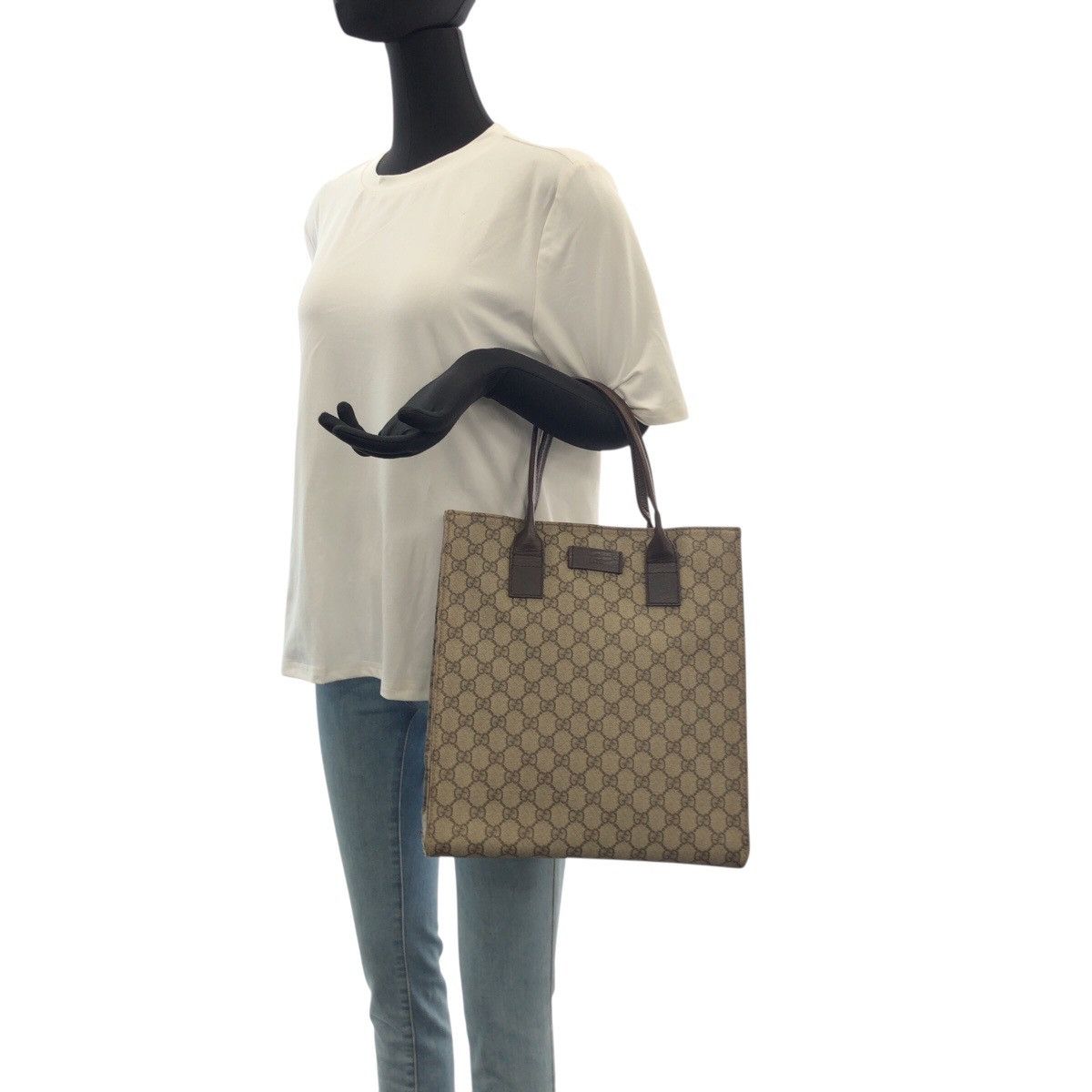 Gucci Gucci Gucci GG Supreme Canvas Leather Tote Bag Textile Tote Bag 91249 DUTY FREE for USA Size ONE SIZE - 7 Thumbnail