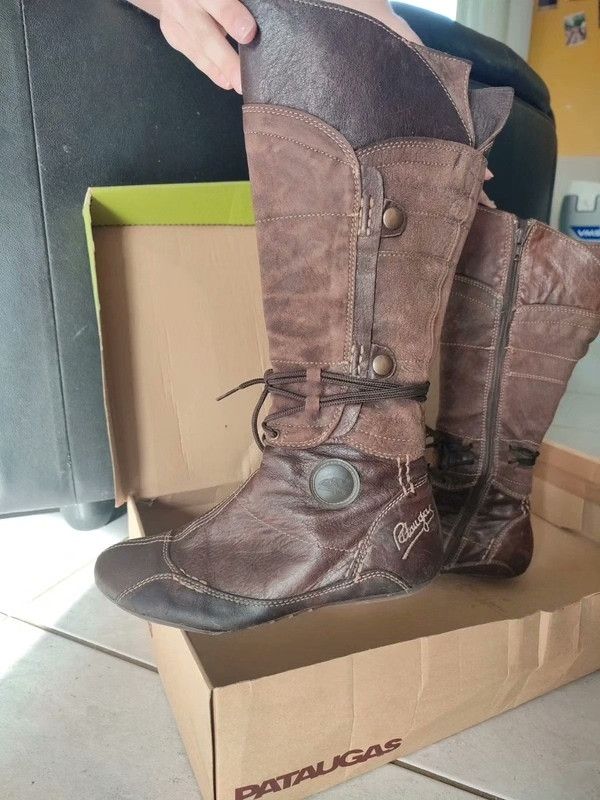 Patta Pataugas Brown Nomadic Lace-Up Knee Boots Size US 7 / IT 37 - 7 Thumbnail