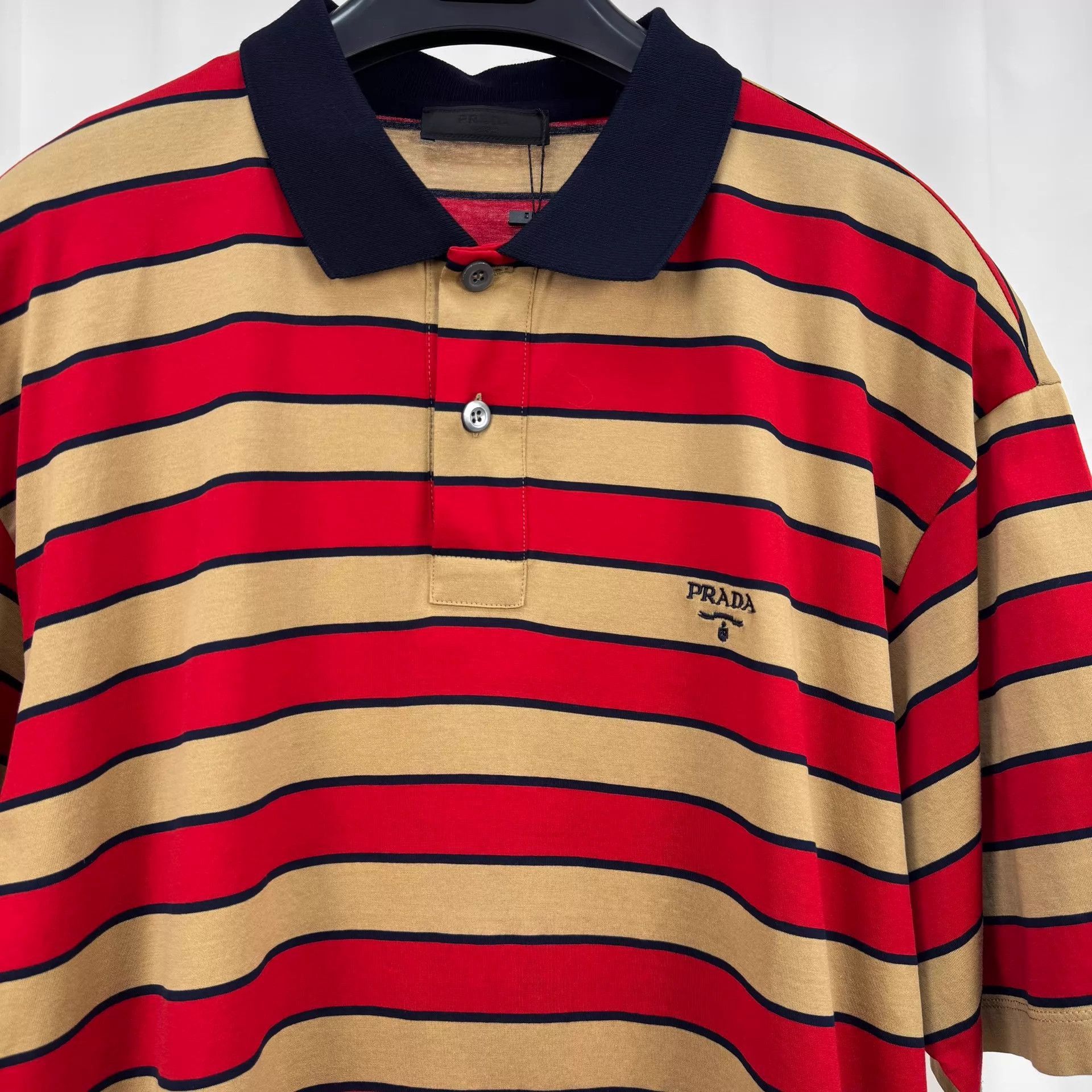 Prada Striped Short Sleeve Polo Shirt Size US L / EU 52-54 / 3 - 3 Thumbnail
