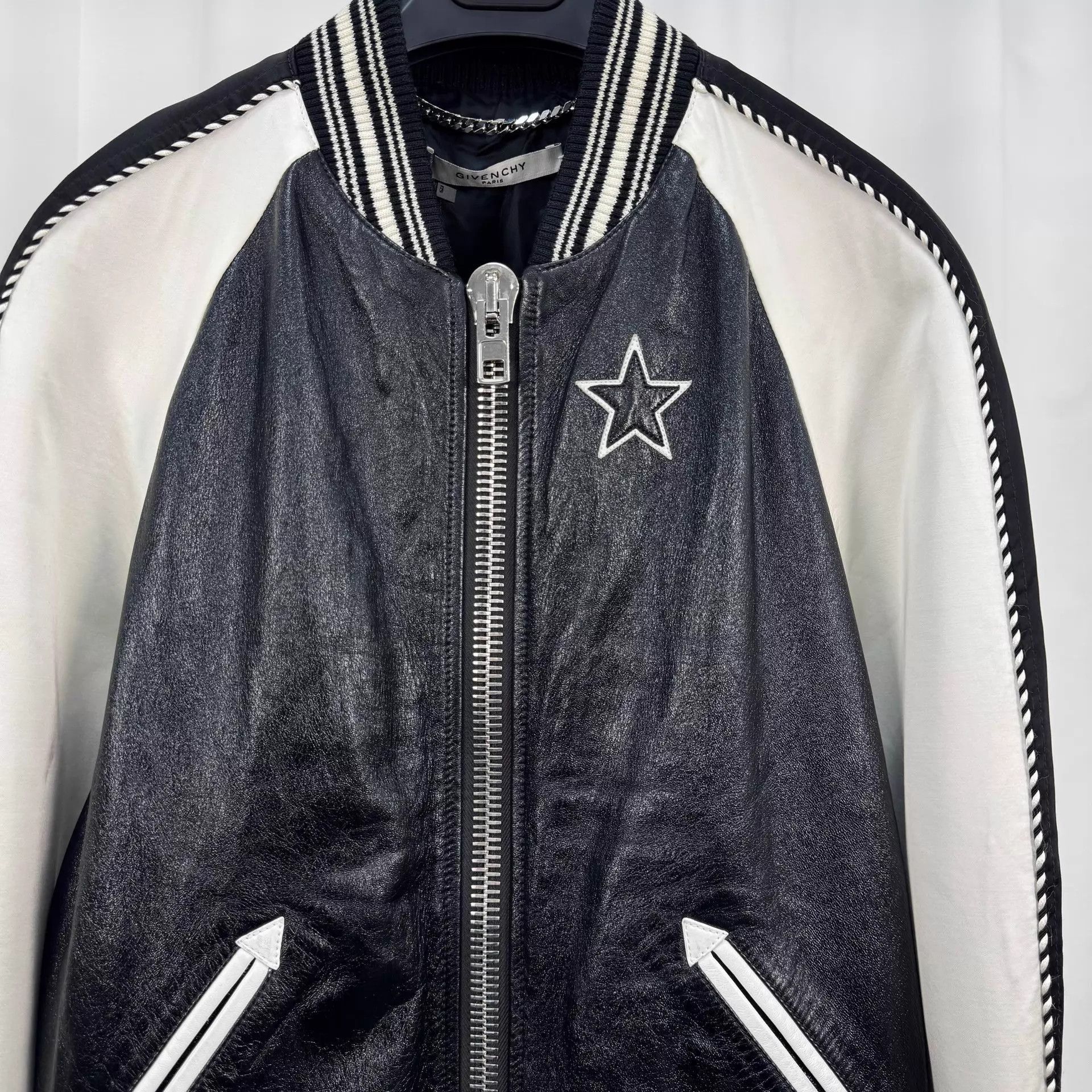 Givenchy Black and White Varsity Bomber Jacket with Star Detail Size US M / EU 48-50 / 2 - 3 Thumbnail