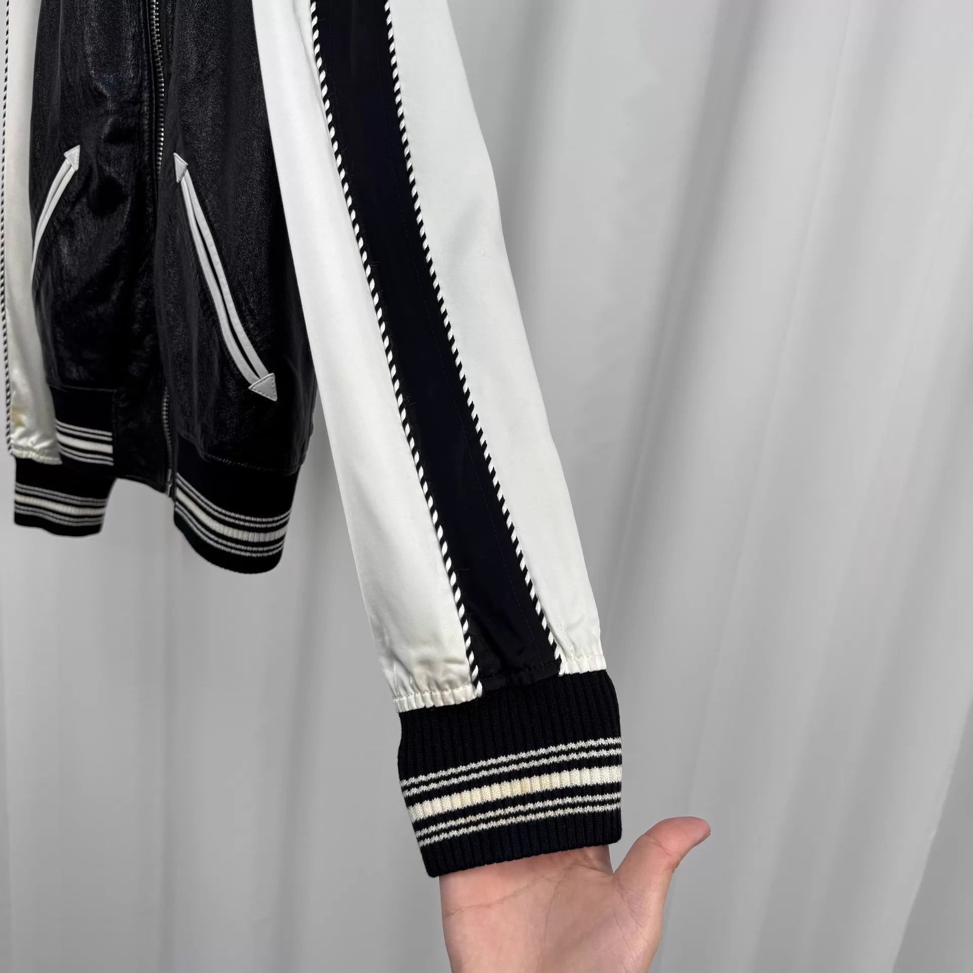 Givenchy Black and White Varsity Bomber Jacket with Star Detail Size US M / EU 48-50 / 2 - 4 Thumbnail