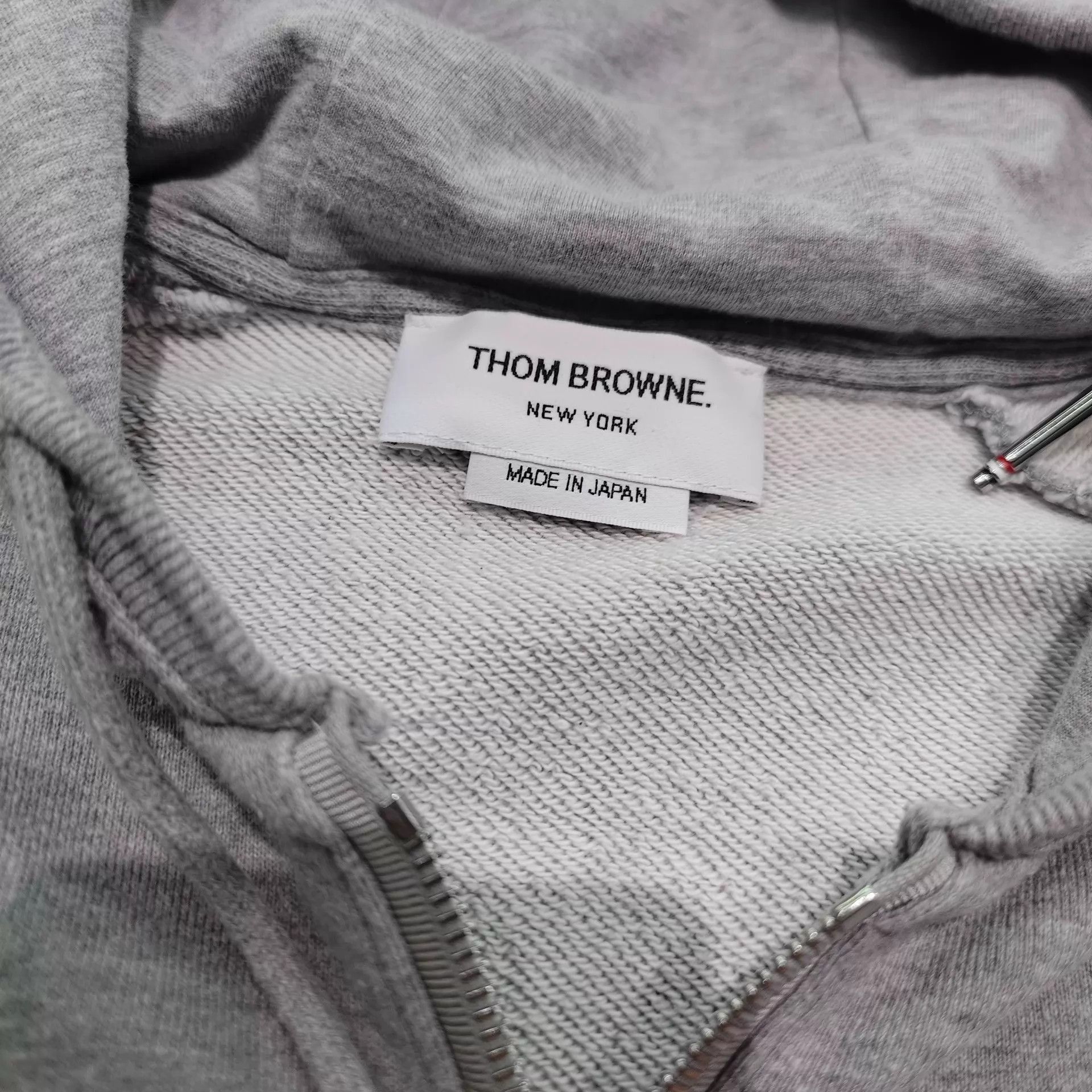Thom Browne Gray Zip-Up Hoodie with Striped Sleeve Size US S / EU 44-46 / 1 - 6 Thumbnail