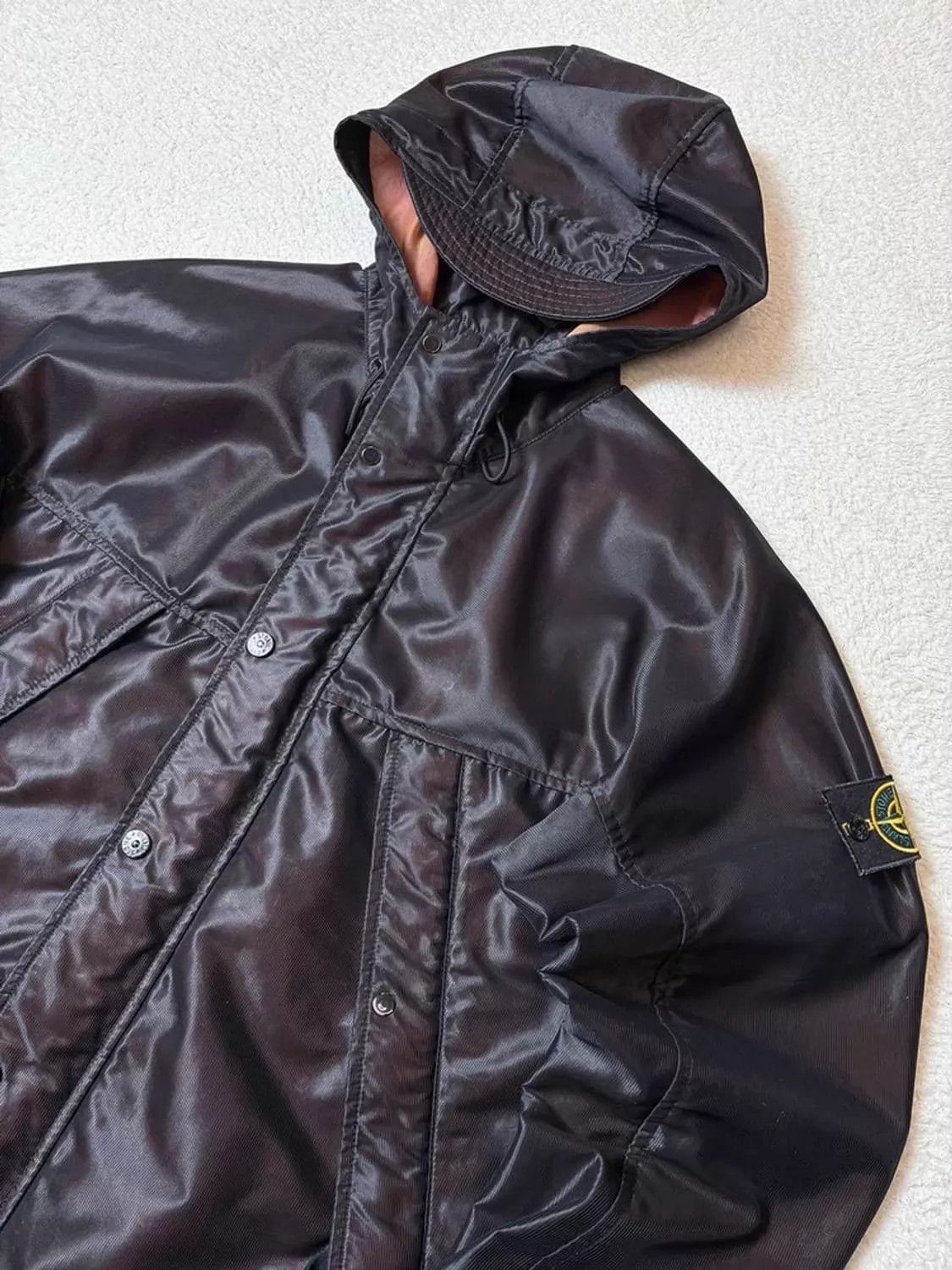 Stone Island Black Hooded Light Jacket Size M Size US M / EU 48-50 / 2 - 2 Thumbnail