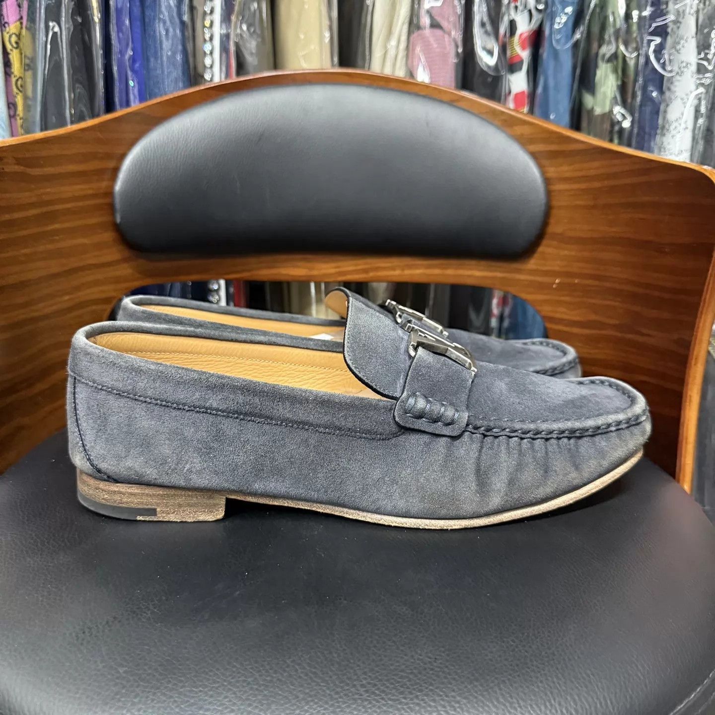 Louis Vuitton Blue Suede Slip-On Loafers Size 10 Size US 10 / EU 43 - 4 Thumbnail