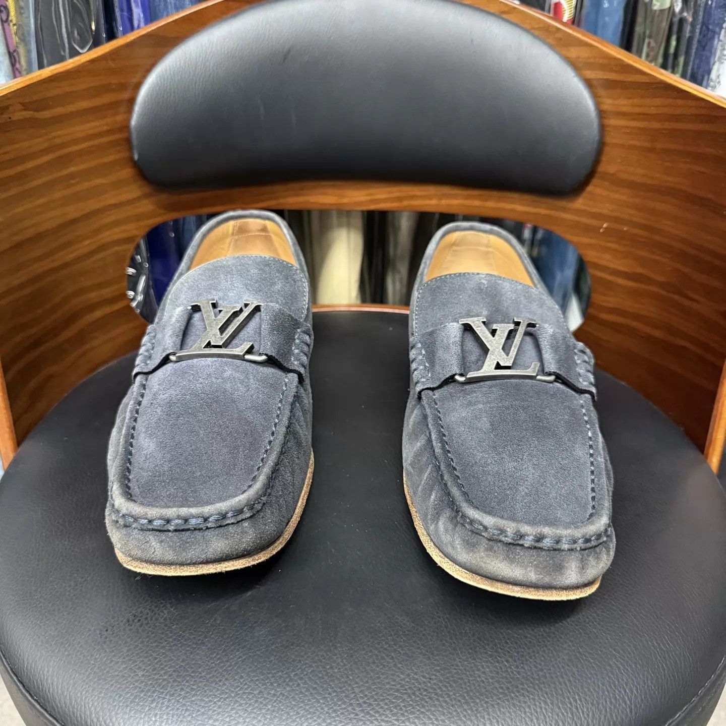 Louis Vuitton Blue Suede Slip-On Loafers Size 10 Size US 10 / EU 43 - 2 Thumbnail