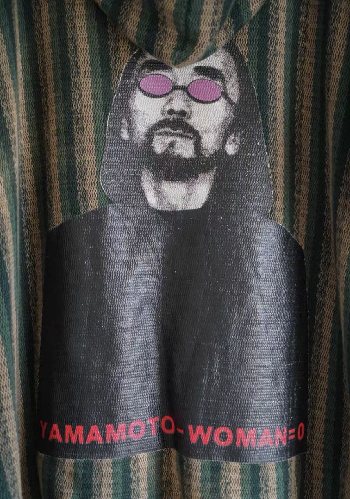 Yohji Yamamoto Green Striped Graphic Print Long Sleeve Hoodie Size US M / EU 48-50 / 2 - 3 Thumbnail