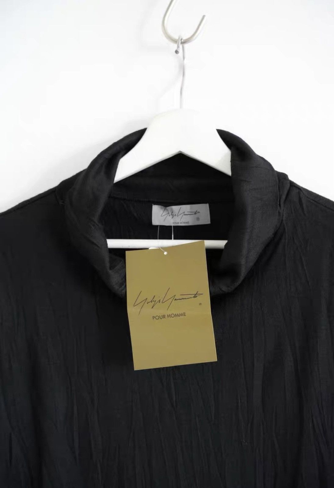 Yohji Yamamoto Black High Neck Long Sleeve Shirt Size L Size US L / EU 52-54 / 3 - 3 Thumbnail