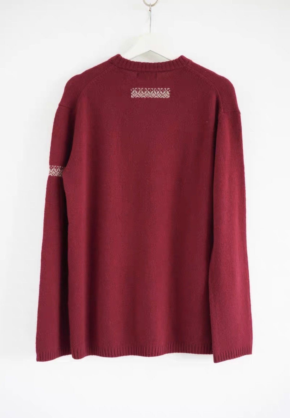 Yohji Yamamoto Red Patterned Long Sleeve Sweater Size M Size US M / EU 48-50 / 2 - 2 Thumbnail