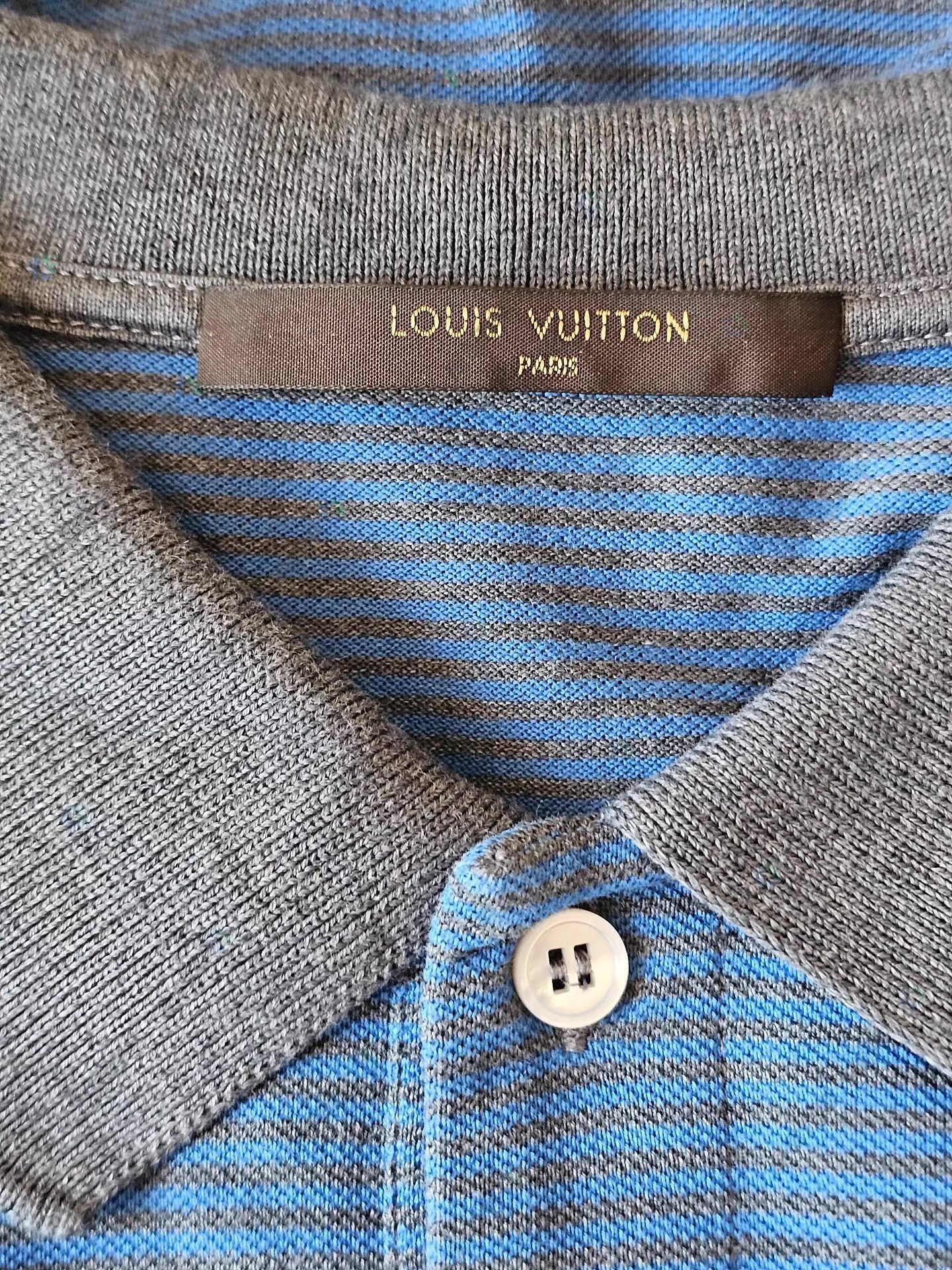 Louis Vuitton Blue Striped Short Sleeve Polo Shirt Size US M / EU 48-50 / 2 - 4 Thumbnail