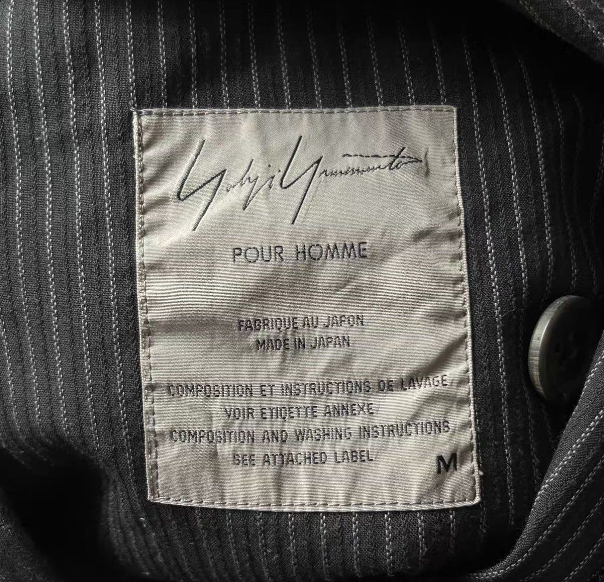 Yohji Yamamoto Black Pinstriped Double-Breasted Blazer - M Size US M / EU 48-50 / 2 - 5 Thumbnail