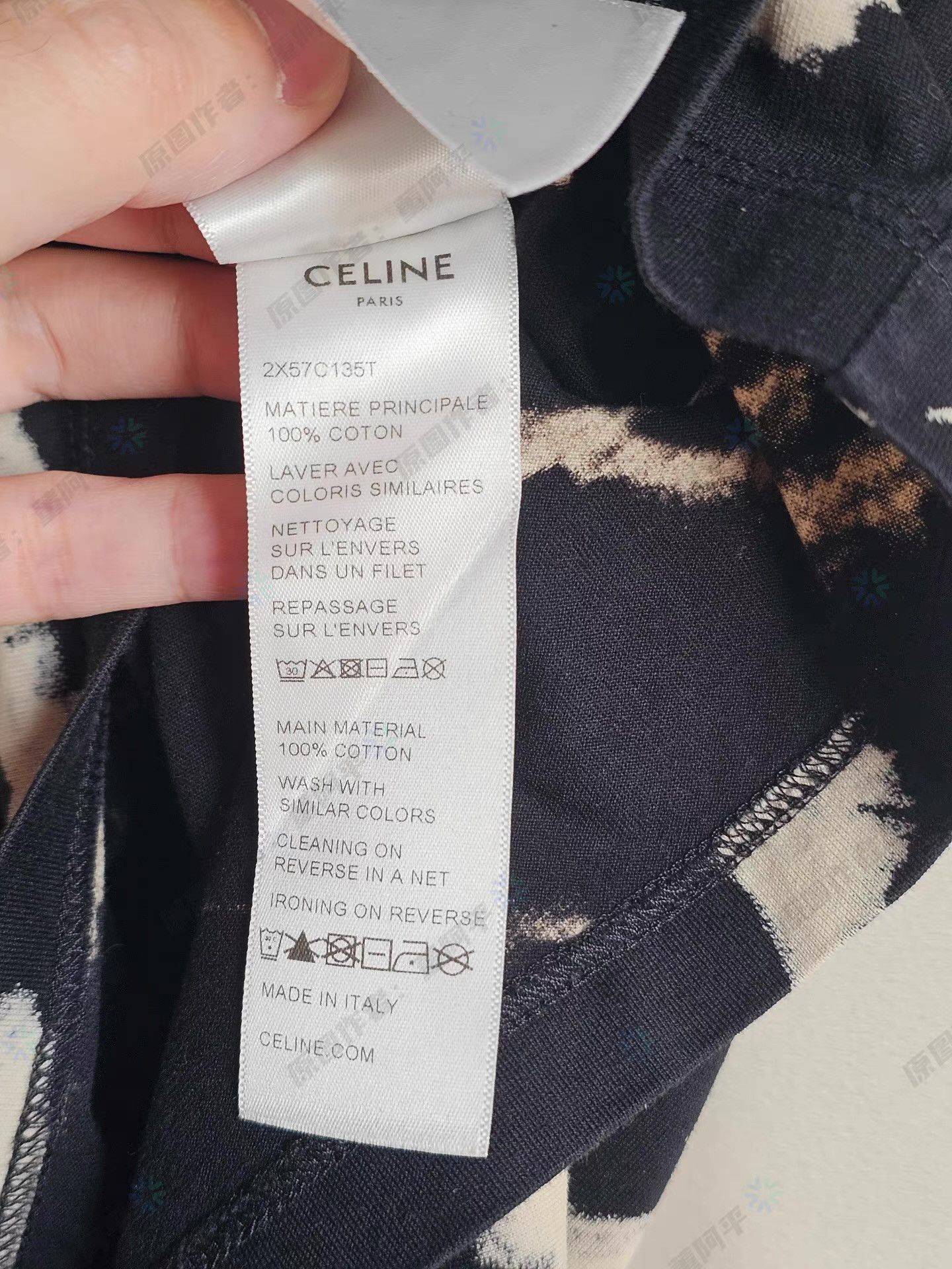 Celine Black Abstract Print Short Sleeve T-Shirt Size US M / EU 48-50 / 2 - 6 Thumbnail