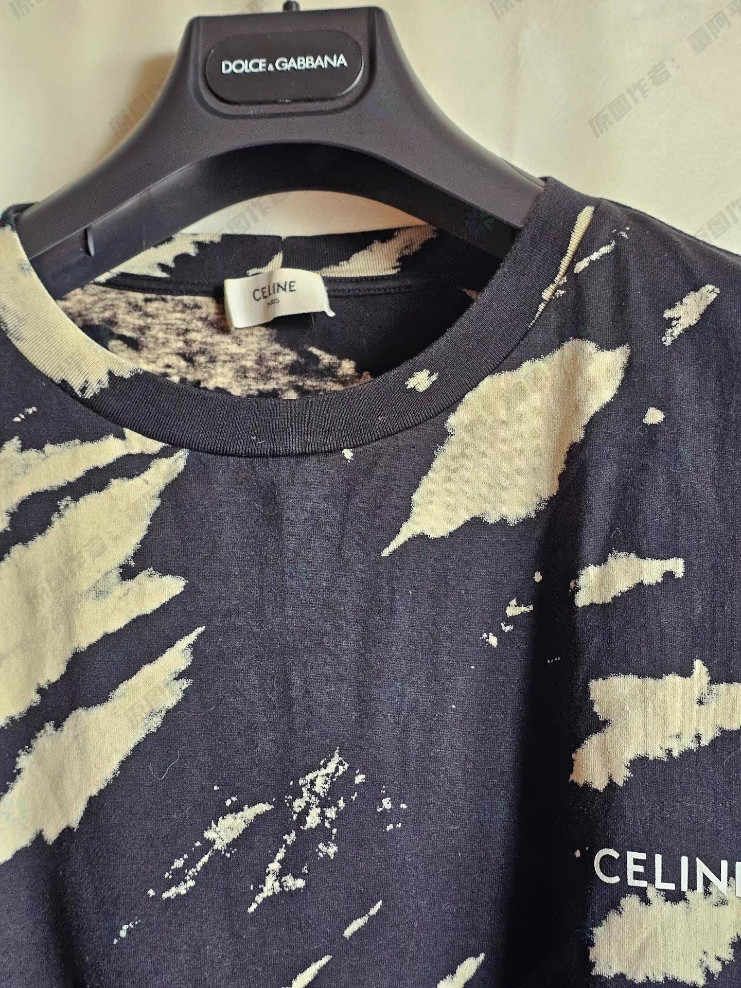 Celine Black Abstract Print Short Sleeve T-Shirt Size US M / EU 48-50 / 2 - 2 Thumbnail