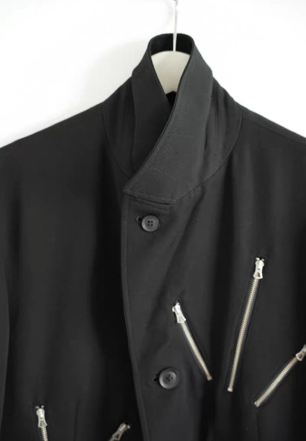 Yohji Yamamoto Black Zip-Detailed Button-Up Coat Size M Size US M / EU 48-50 / 2 - 5 Thumbnail