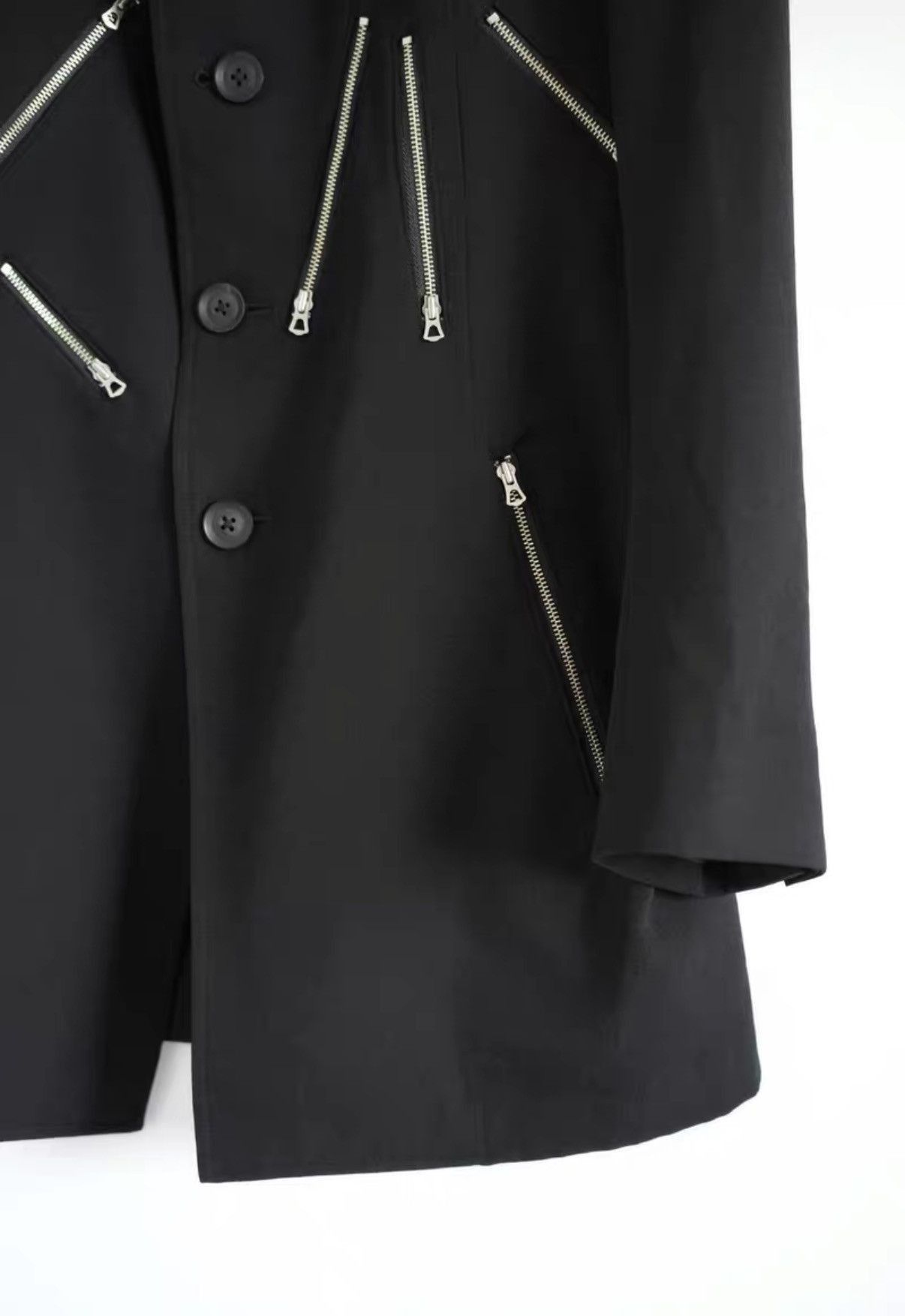 Yohji Yamamoto Black Zip-Detailed Button-Up Coat Size M Size US M / EU 48-50 / 2 - 4 Thumbnail