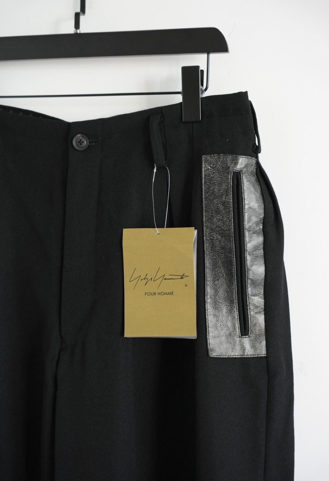 Yohji Yamamoto Black Casual Pants with Leather Accent Pockets - Size 34 Size US 34 / EU 50 - 3 Thumbnail