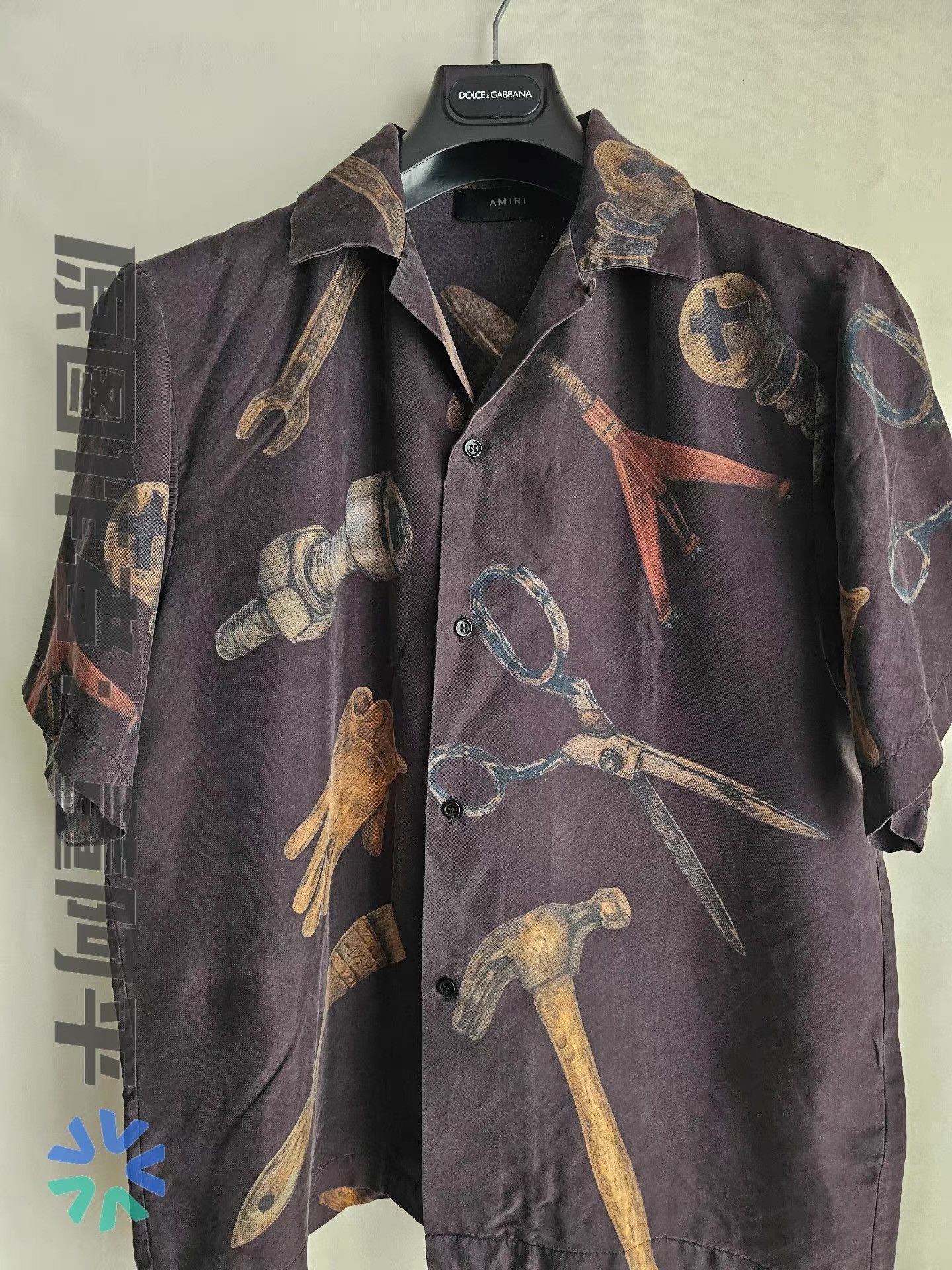 Amiri Brown Tool Print Short Sleeve Button-Up Shirt Size US L / EU 52-54 / 3 - 2 Thumbnail