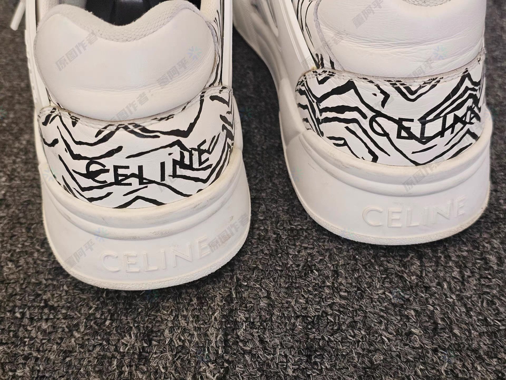 Celine White Low-Top Sneakers with Zebra Print Accents Size US 8 / EU 41 - 4 Thumbnail