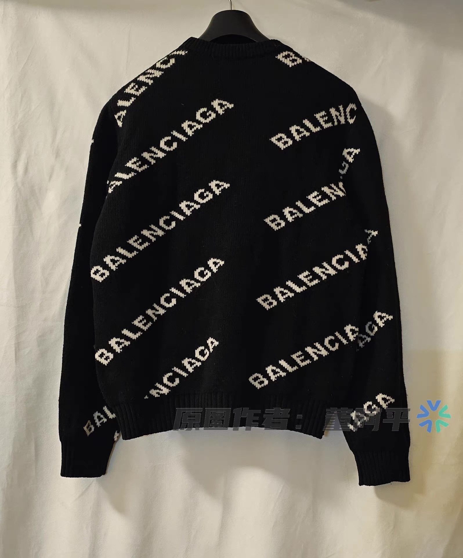 Balenciaga Black Text Pattern Long Sleeve Sweater Size US M / EU 48-50 / 2 - 4 Thumbnail