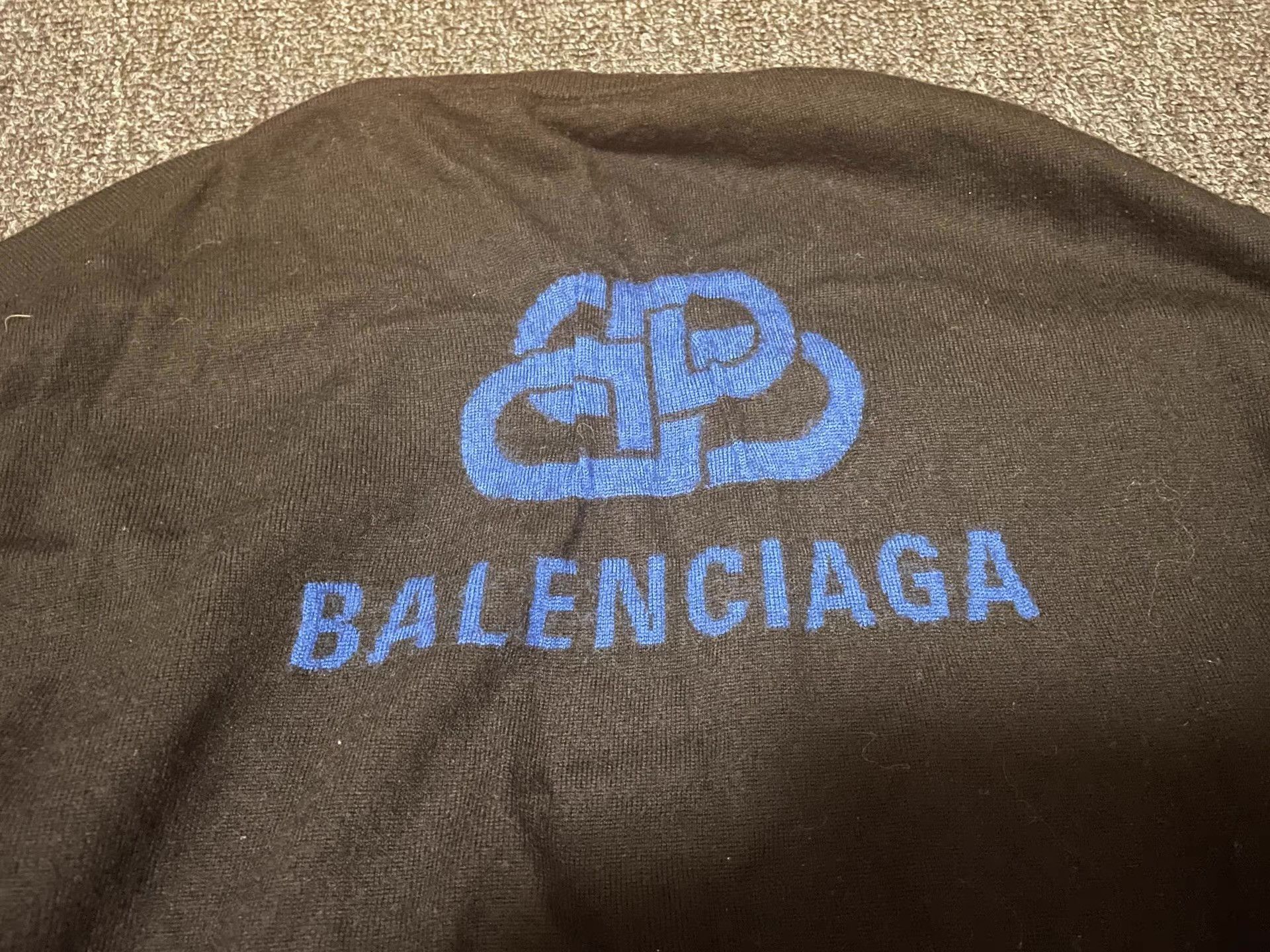 Balenciaga Black Long-Sleeve Sweatshirt with Blue Logo Size US L / EU 52-54 / 3 - 6 Thumbnail