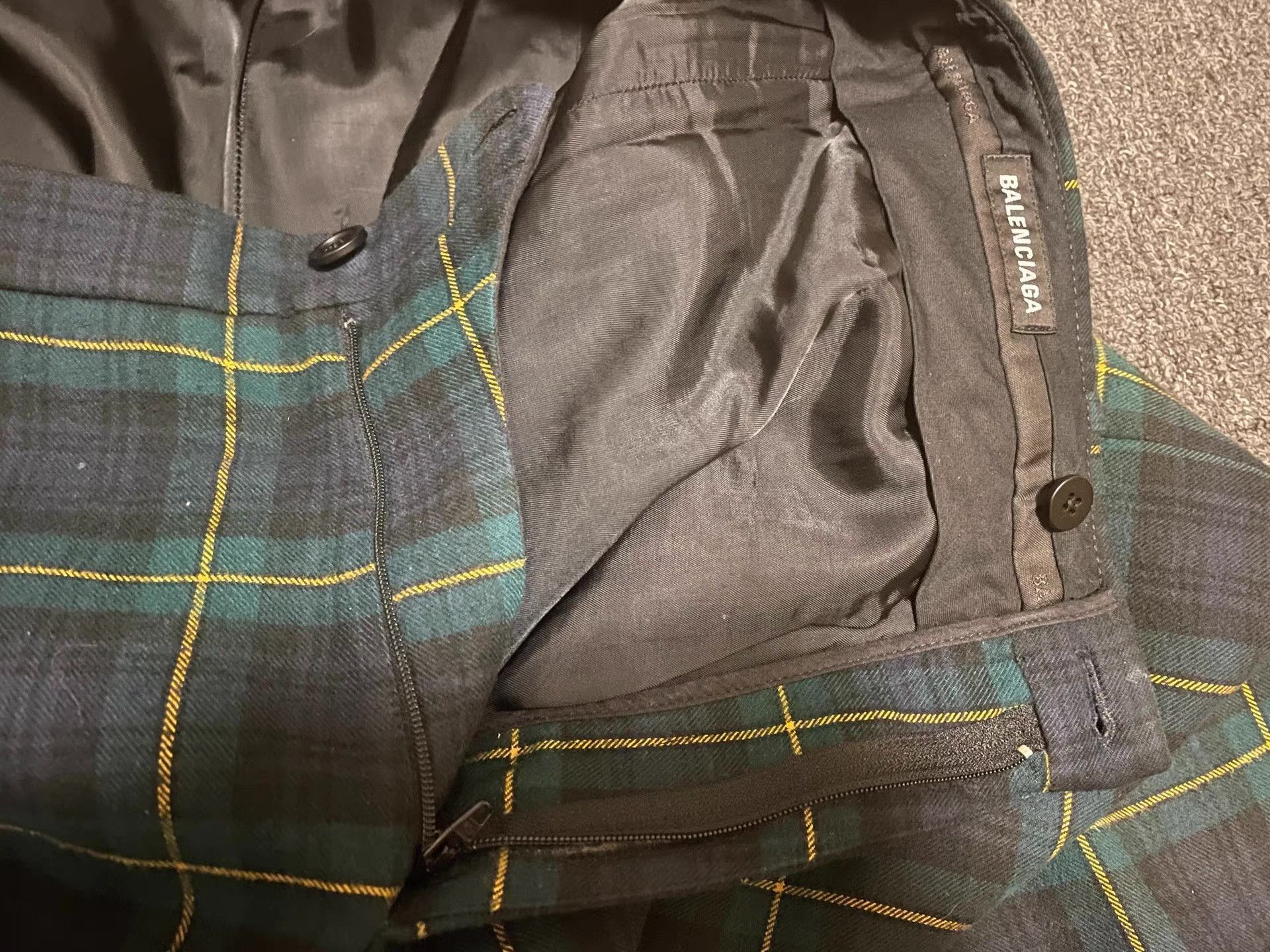 Balenciaga Green Checkered Casual Pants Size 34 Size US 34 / EU 50 - 3 Thumbnail
