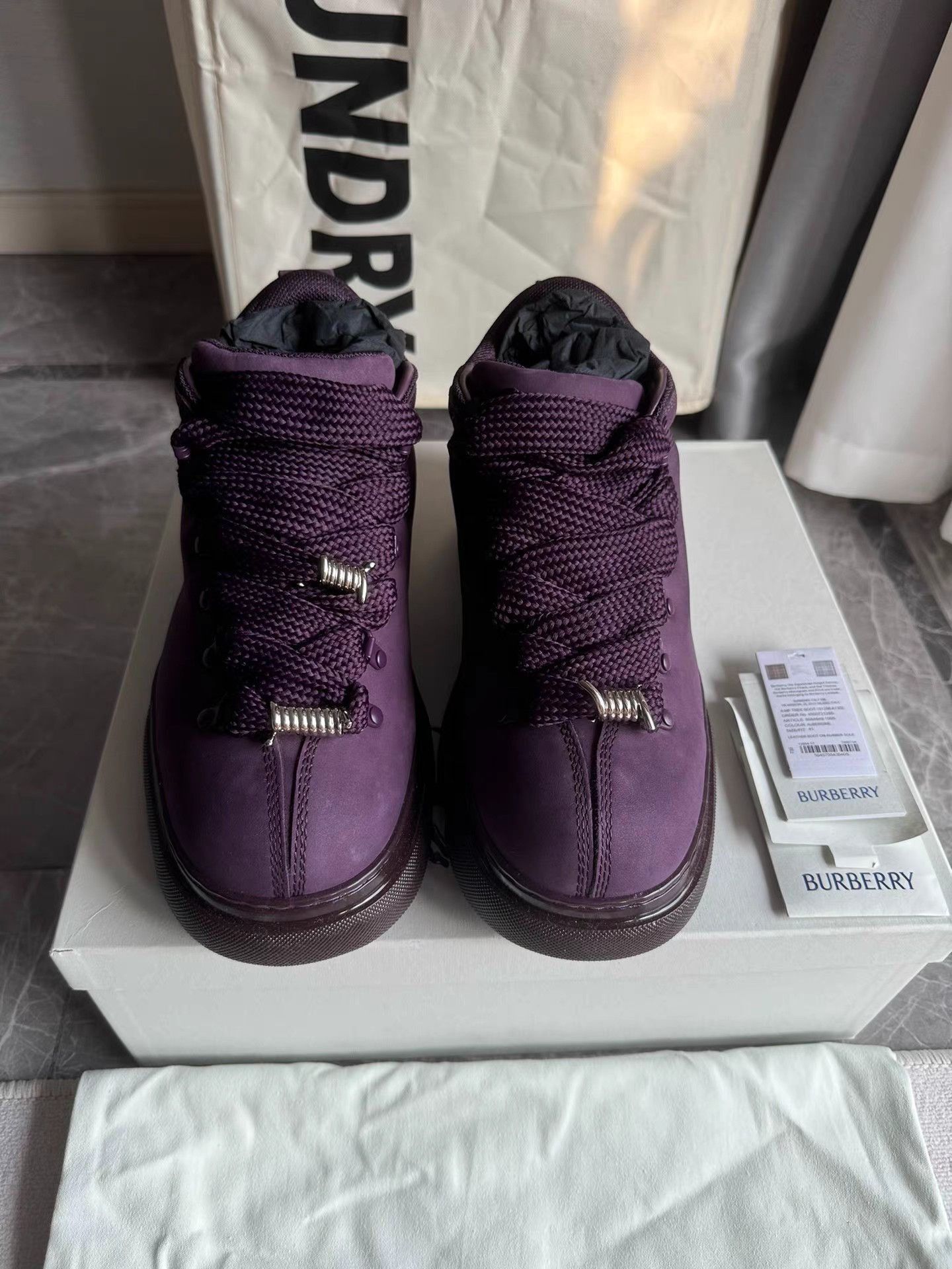 Burberry Purple High-Top Sneakers Size 7 Size US 7 / EU 40 - 2 Thumbnail