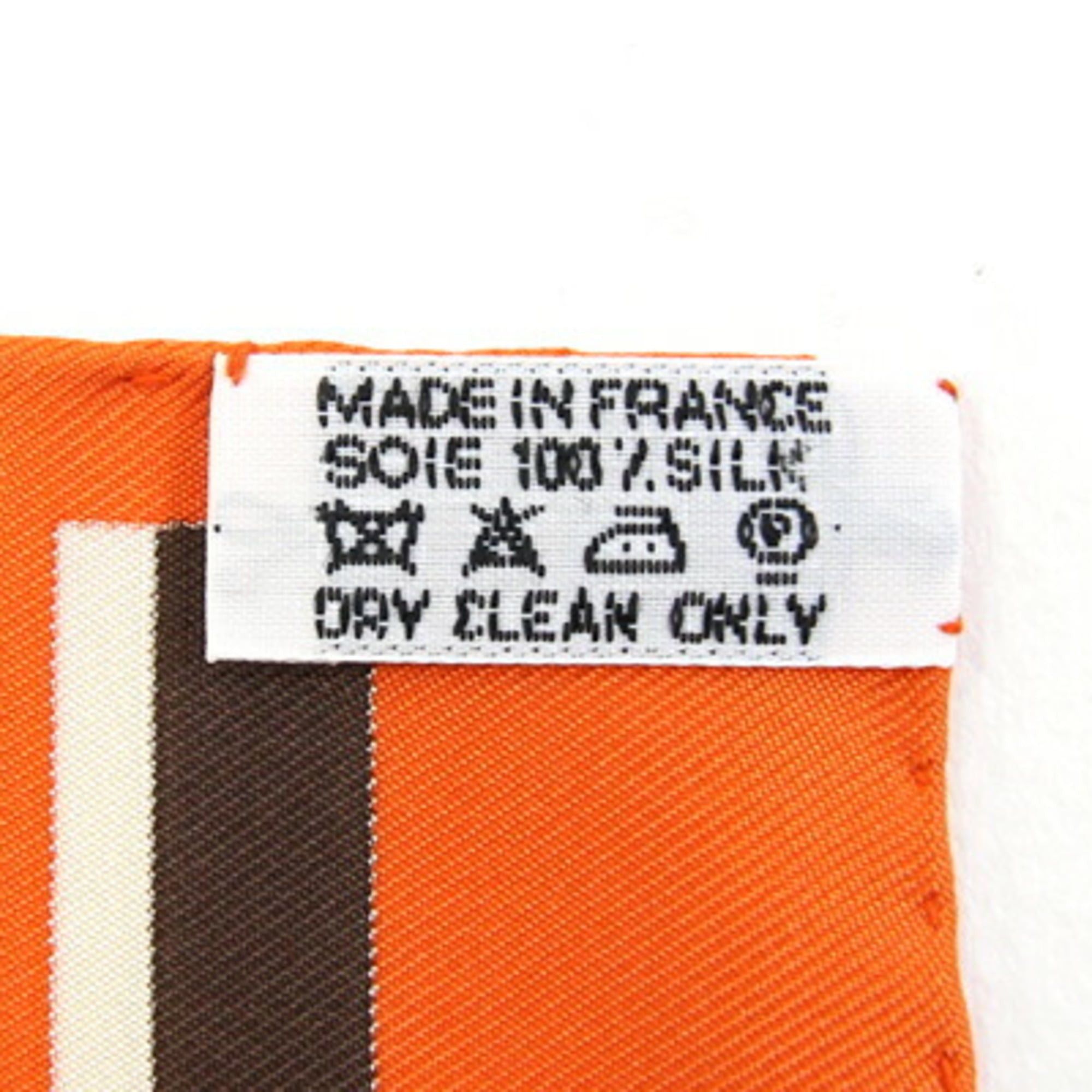 Hermes Hermes Scarf/Muffler, Carre 42 H AU GALOP, Orange, 100% Silk, Petit Mini Stole, Horse Design, Women's. Size ONE SIZE - 3 Thumbnail