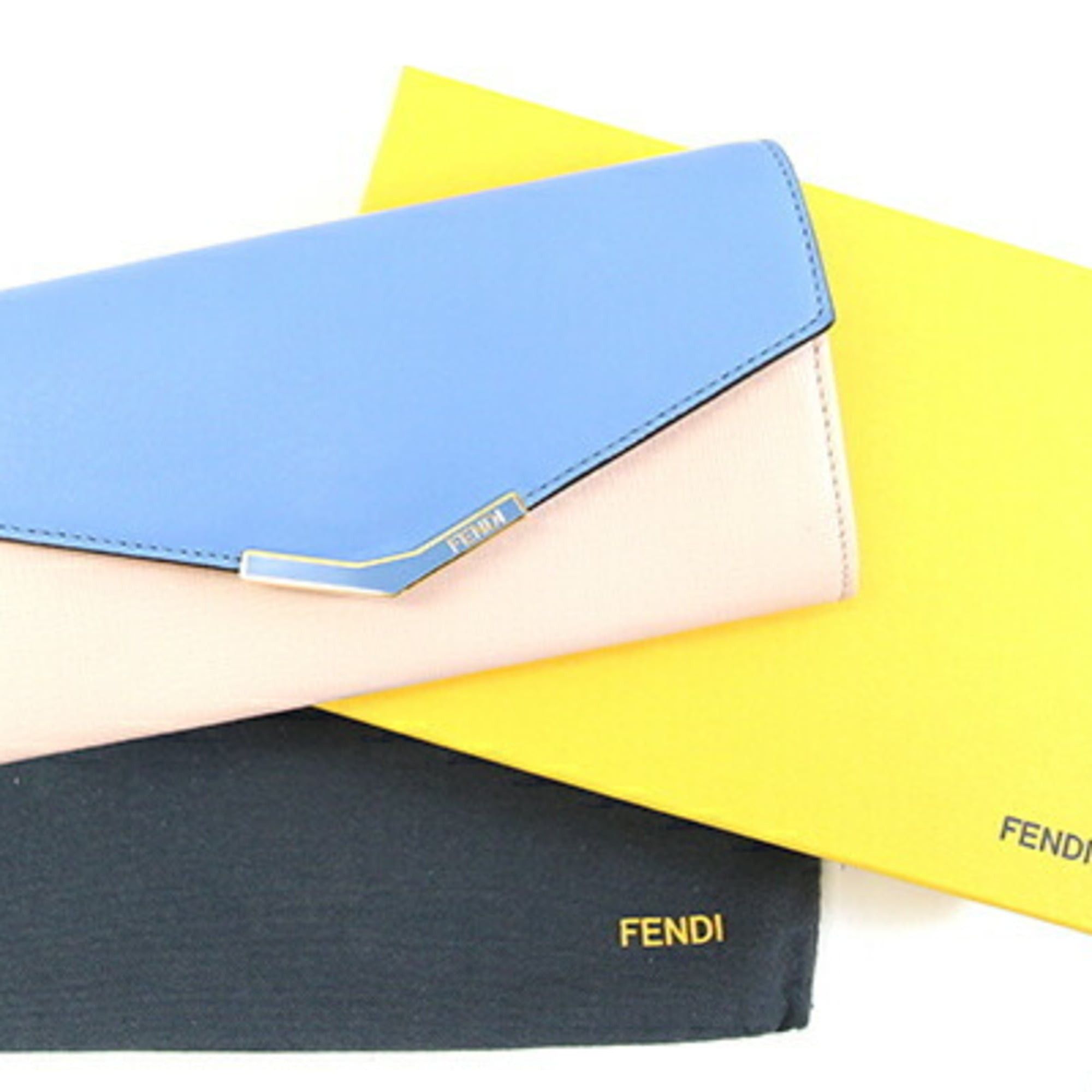 Fendi Fendi Bi-fold Long Wallet Toujours 8M0306 Light Blue Baby Pink Leather Bi-color Women's FENDI Size ONE SIZE - 8 Thumbnail