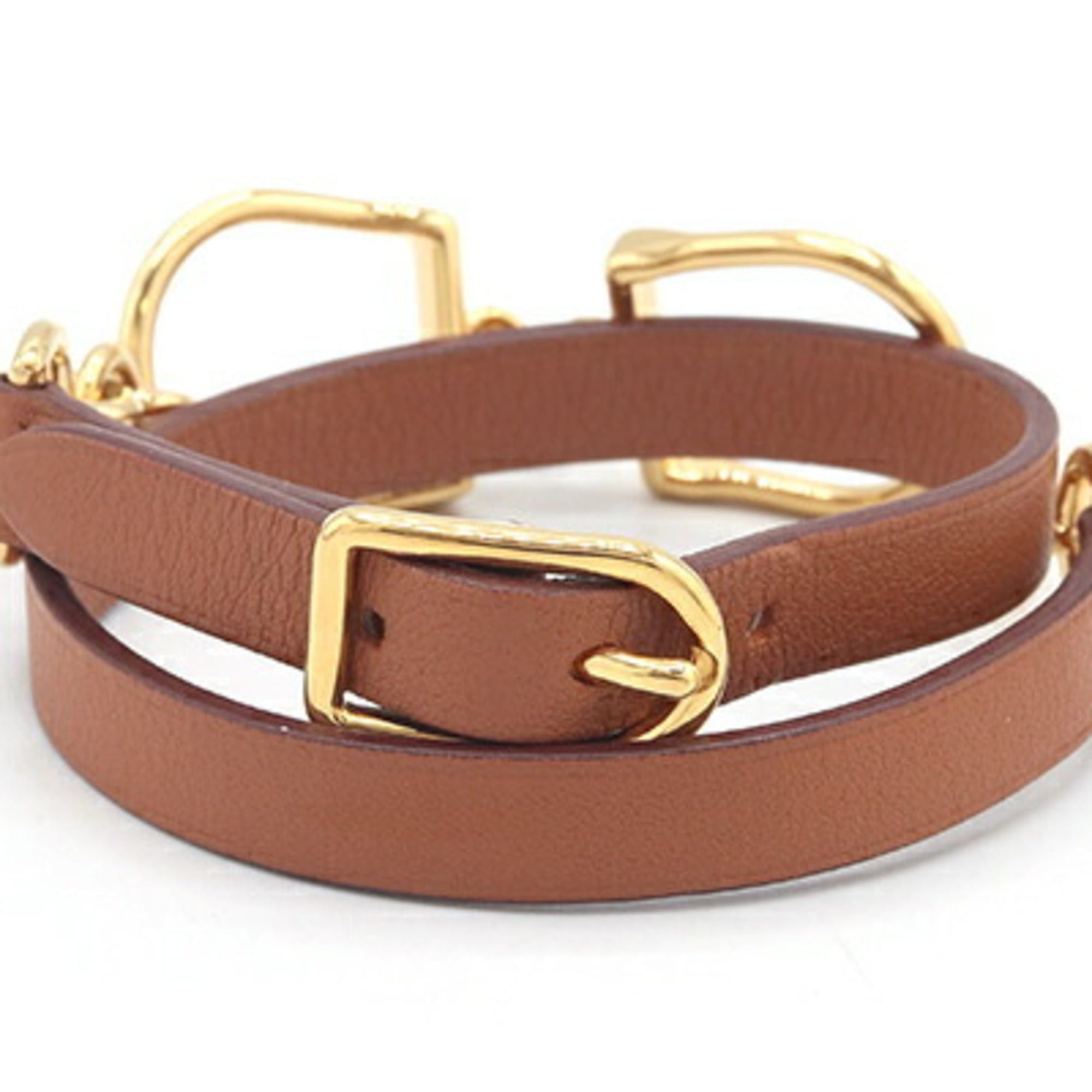 Hermes Hermes Etrier Double Tour Bracelet, Brown Veau Swift Leather, A Stamp, Manufactured in 2017, Size T2, Strand Women's. Size ONE SIZE - 2 Thumbnail