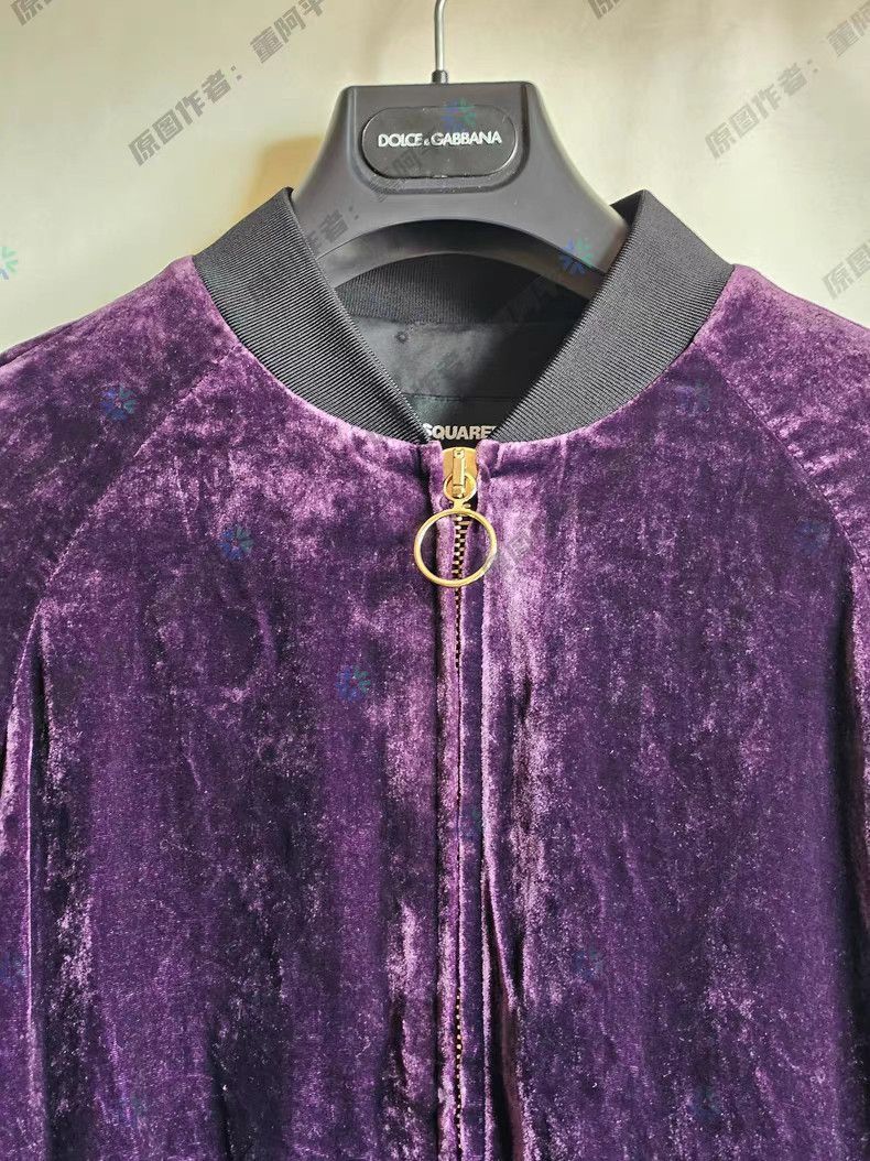 Dsquared2 Purple Velour Bomber Jacket Size M Size US M / EU 48-50 / 2 - 6 Thumbnail