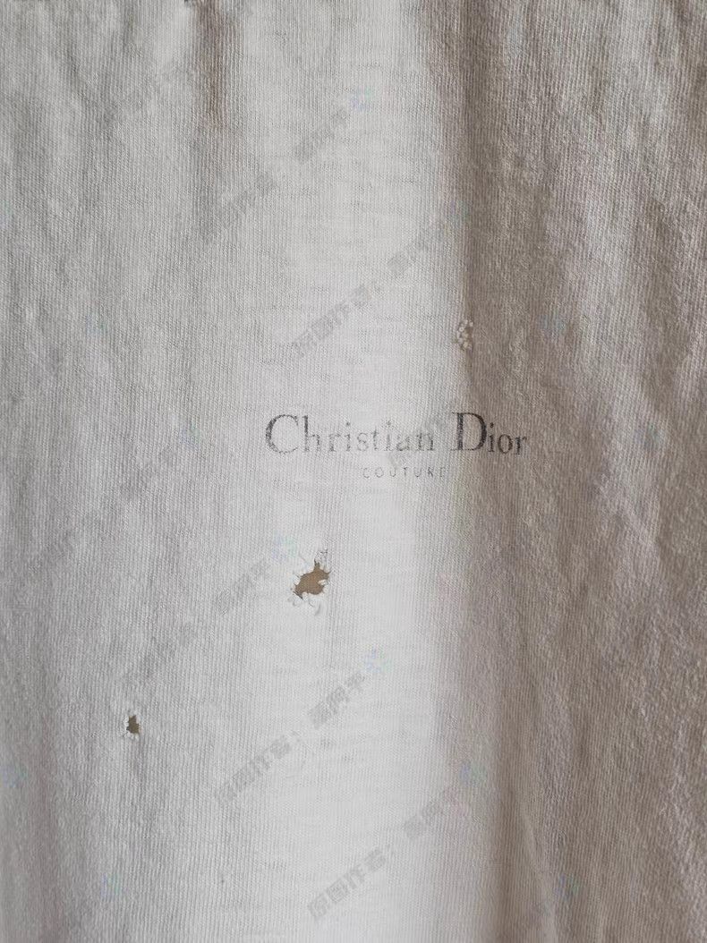 Dior Distressed White Short-Sleeve T-Shirt Size US L / EU 52-54 / 3 - 7 Thumbnail