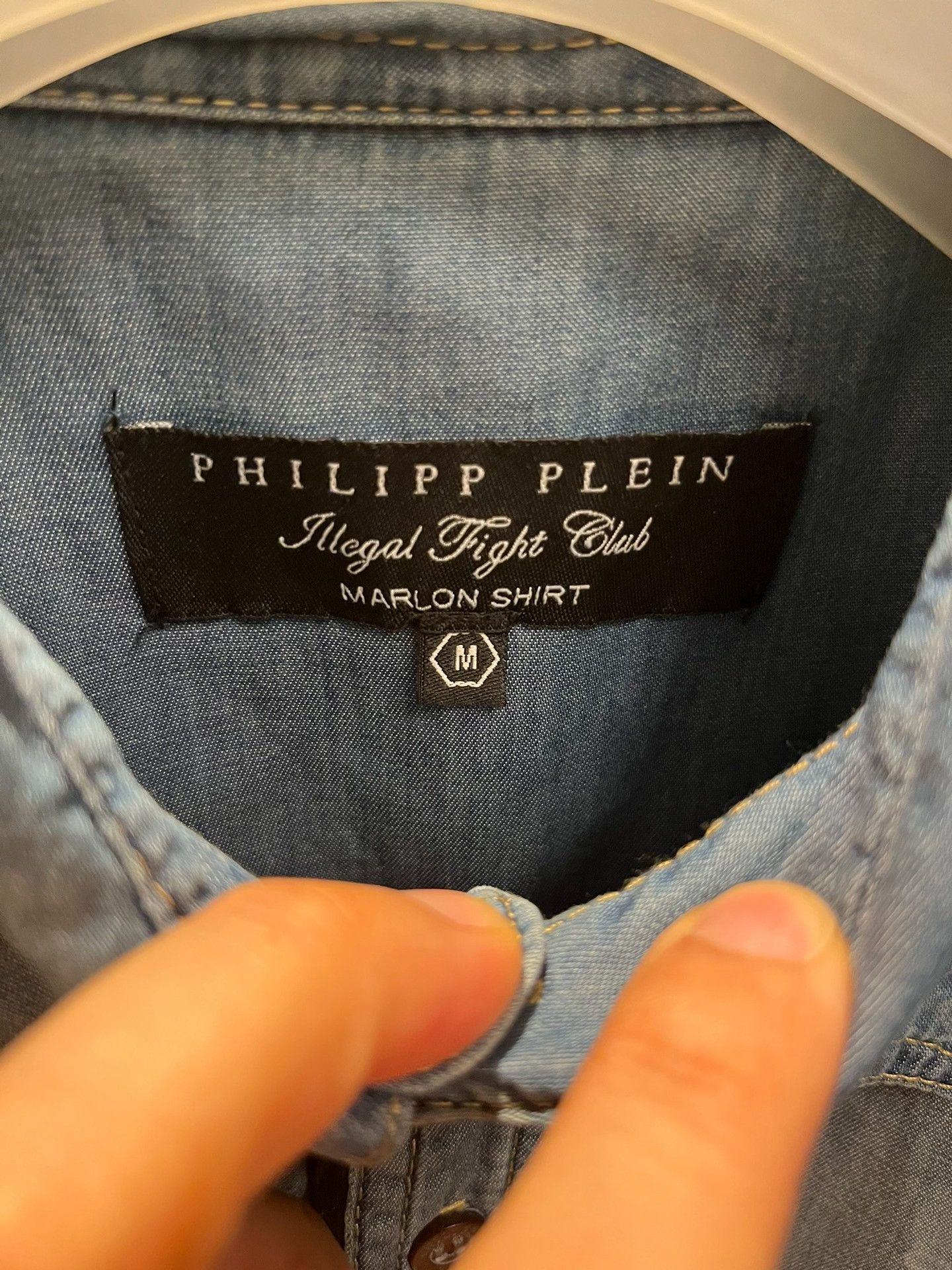 Philipp Plein Philipp Plein Light Blue Skull Denim Shirt Size US M / EU 48-50 / 2 - 5 Thumbnail