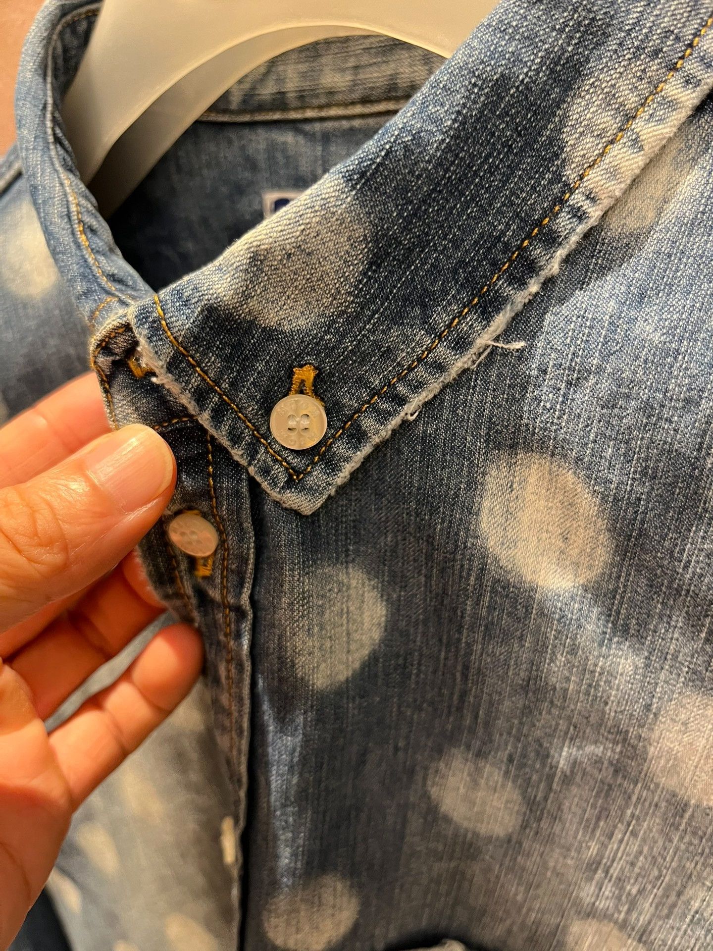 MSGM MSGM Polka Dot Denim Shirt Size US XXS / EU 40 - 3 Thumbnail