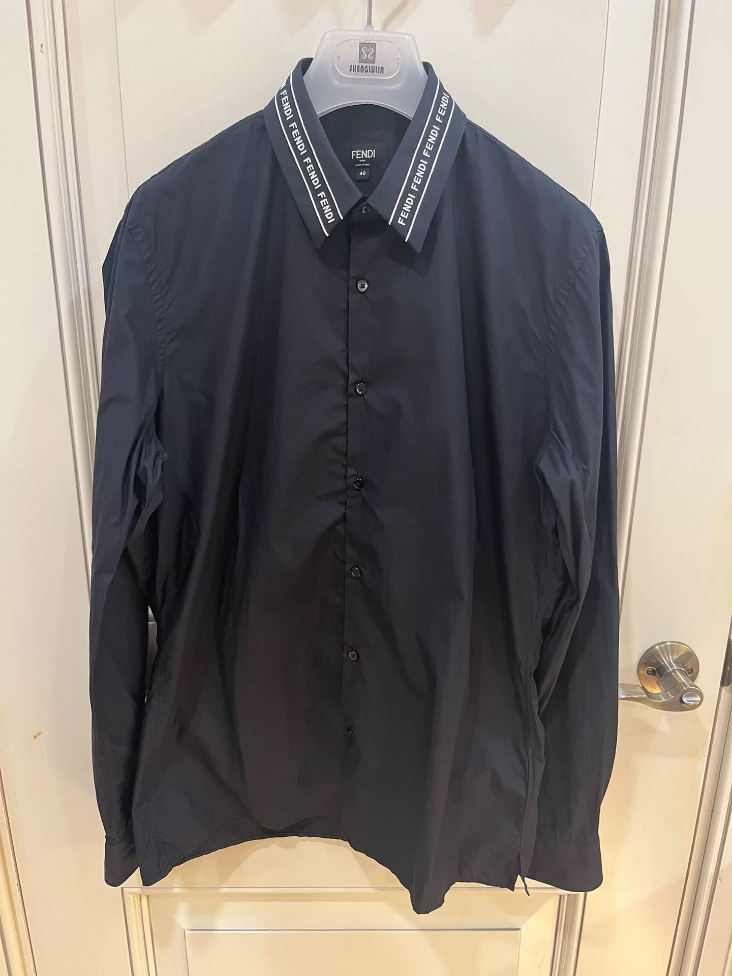 Fendi Fendi Logo Embroidered Collar Black Shirt Size US XXS / EU 40 - 3 Thumbnail