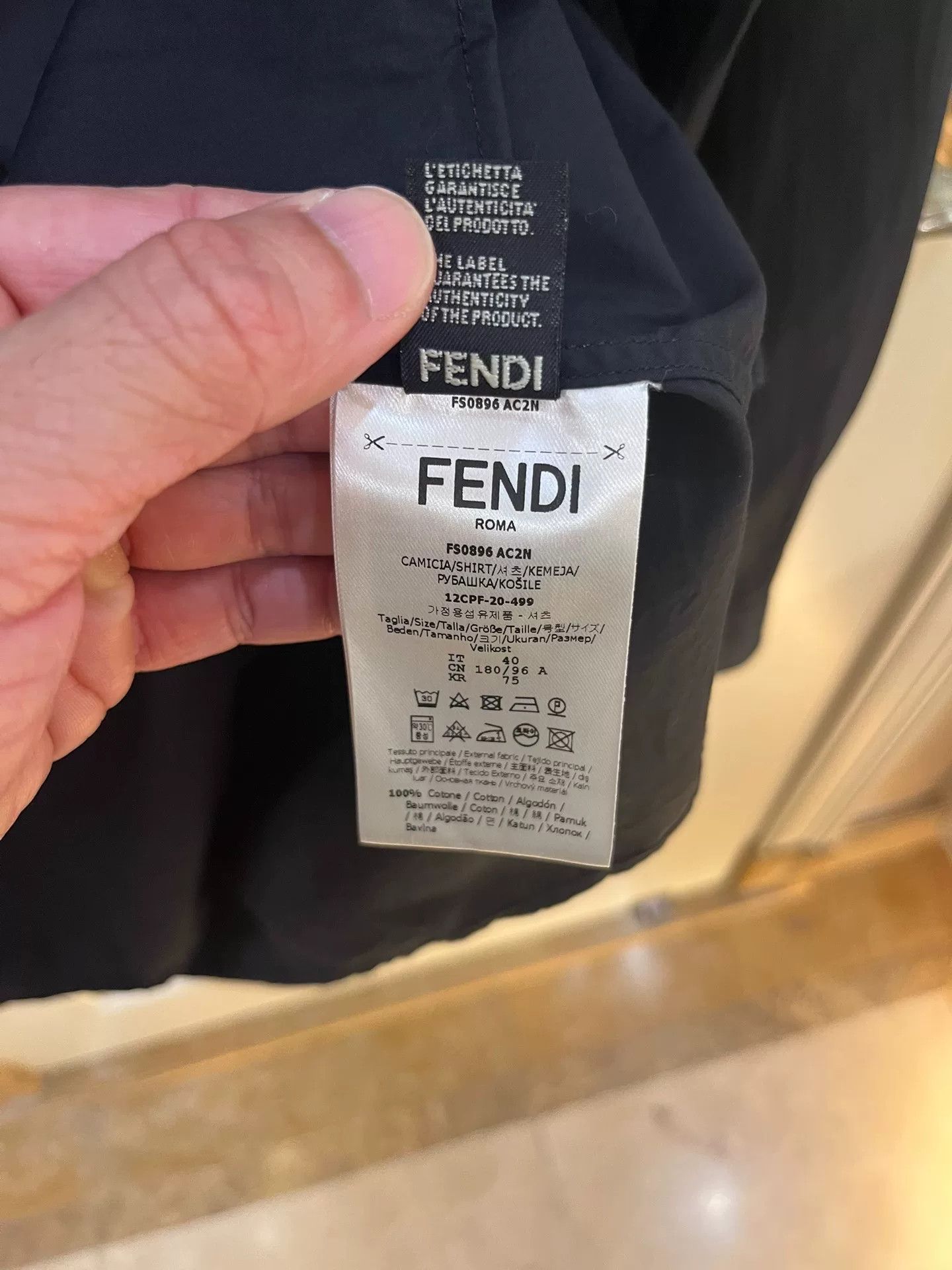 Fendi Fendi Logo Embroidered Collar Black Shirt Size US XXS / EU 40 - 7 Thumbnail
