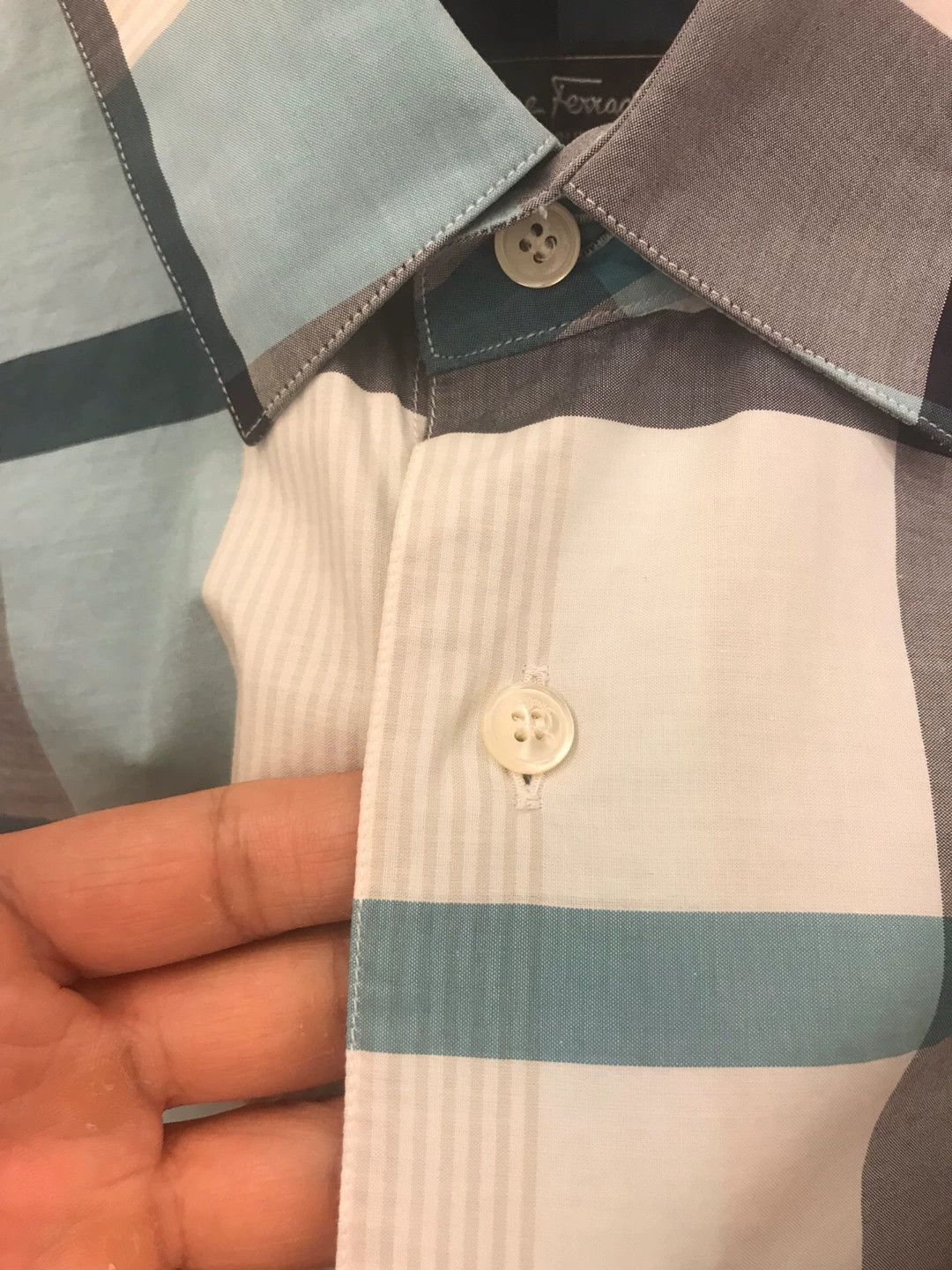 Salvatore Ferragamo Salvatore Ferragamo Fitted Check Shirt Size US S / EU 44-46 / 1 - 3 Thumbnail