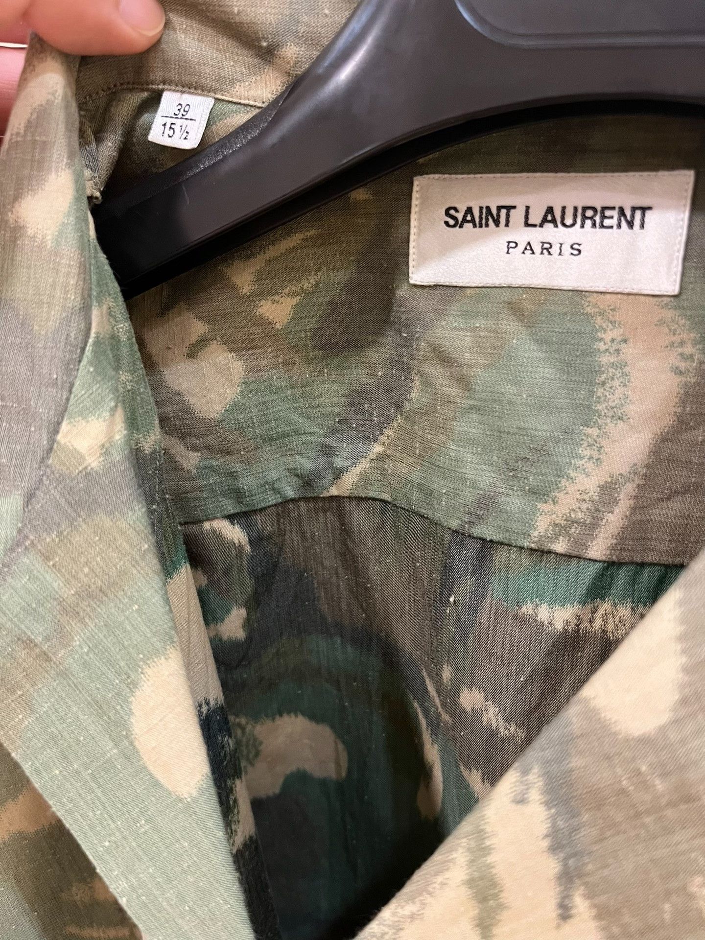 Saint Laurent Paris Saint Laurent Camo Green Short-Sleeve Shirt Size US M / EU 48-50 / 2 - 3 Thumbnail
