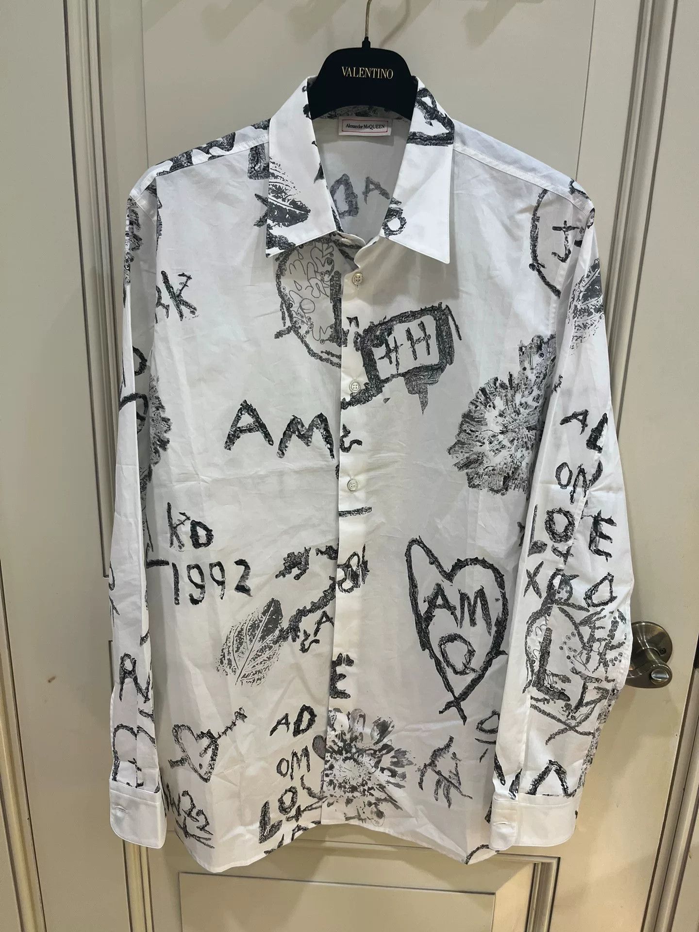 Alexander McQueen Alexander McQueen White Graffiti Shirt Size US XXS / EU 40 - 3 Thumbnail