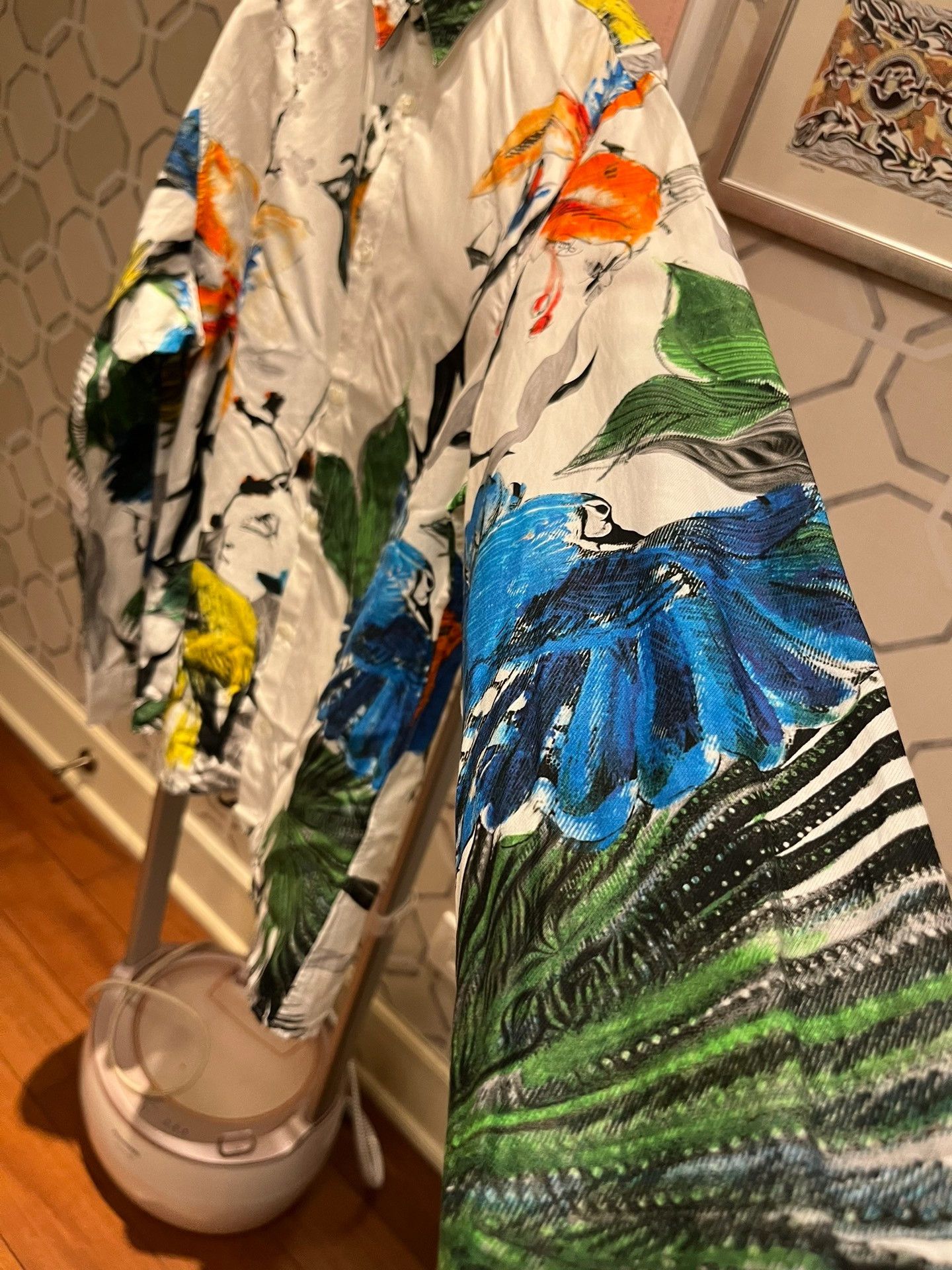 Roberto Cavalli Roberto Cavalli Silk-Cotton Tropical Print Shirt Size US M / EU 48-50 / 2 - 6 Thumbnail