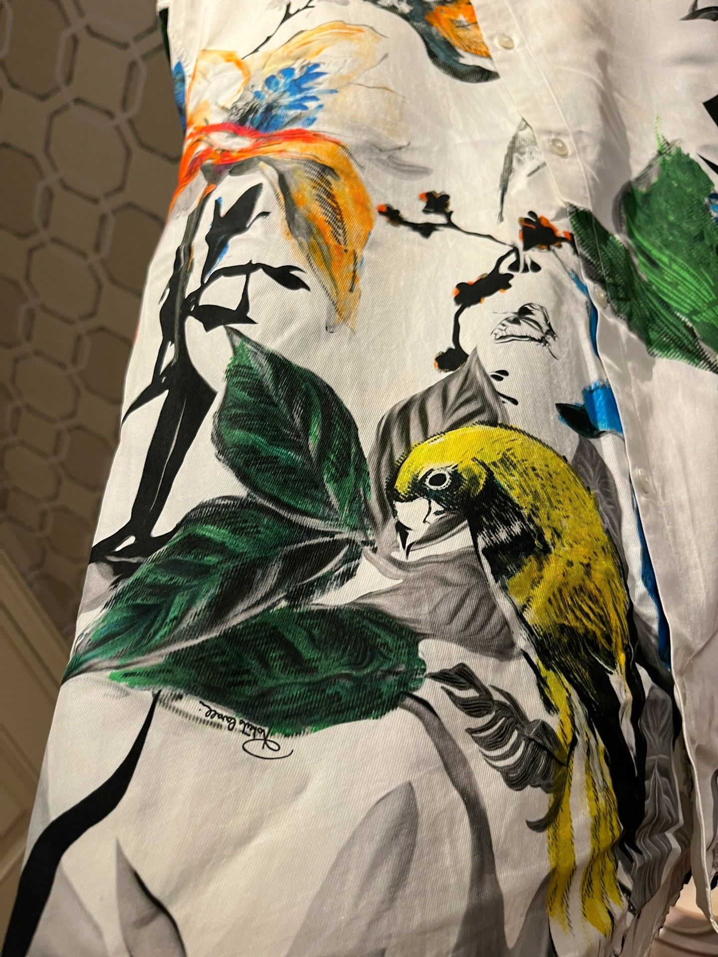 Roberto Cavalli Roberto Cavalli Silk-Cotton Tropical Print Shirt Size US M / EU 48-50 / 2 - 8 Thumbnail